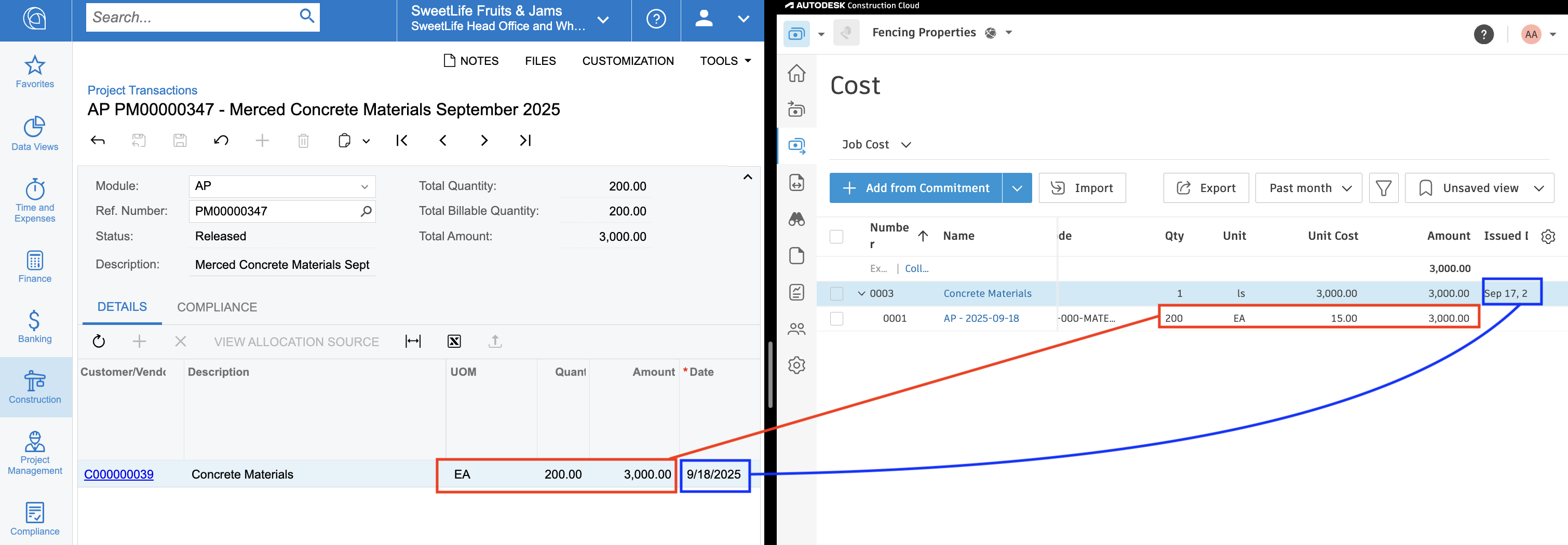 Autodesk Build and Acumatica Job Costs Mapping