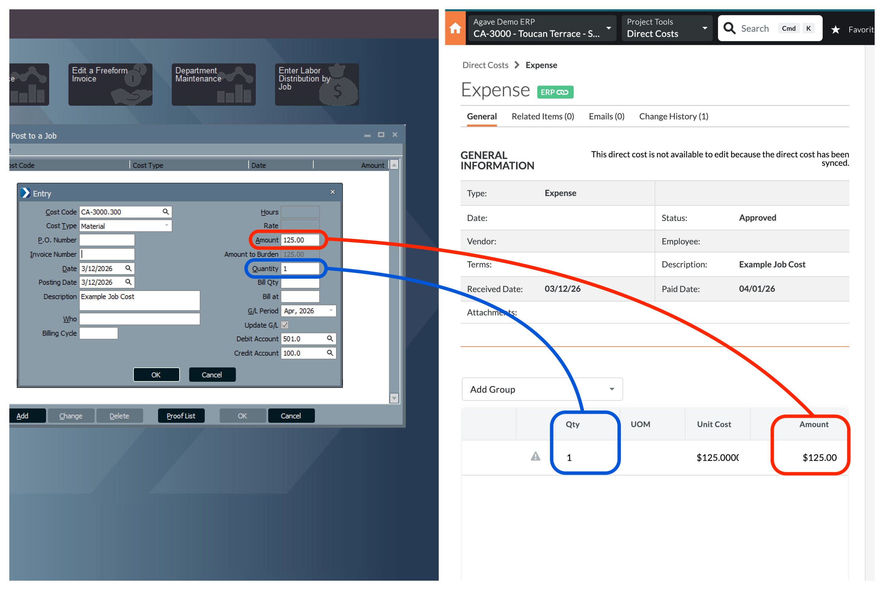 Procore and ComputerEase Job Costs Visual Mapping 2