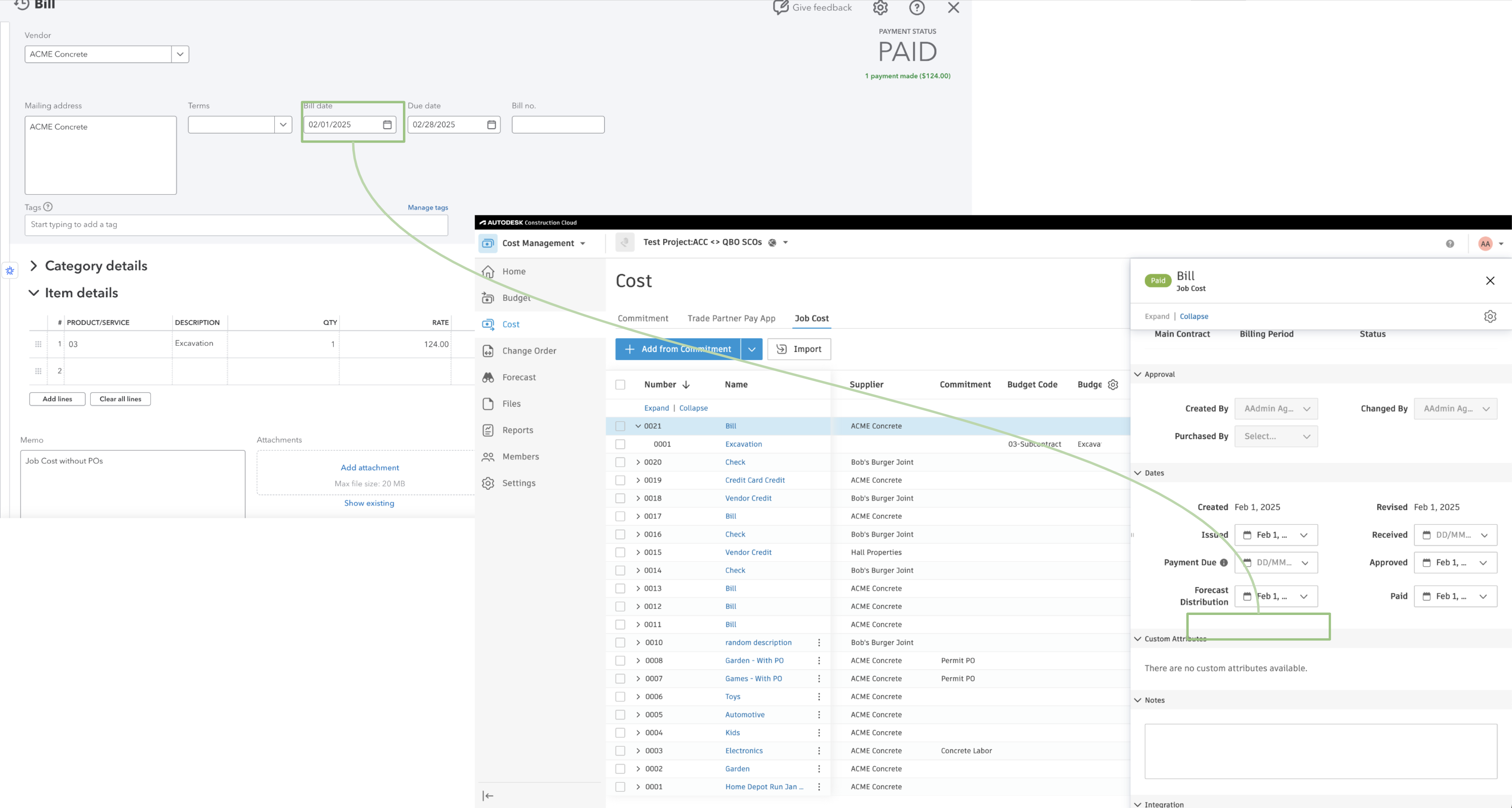 Autodesk Build and QuickBooks Online Purchase Orders Visual Mapping 2