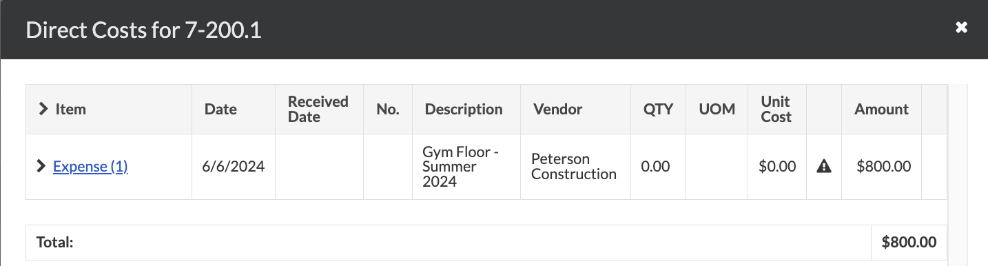 Procore and Sage 100 Job Costs Visual Mapping