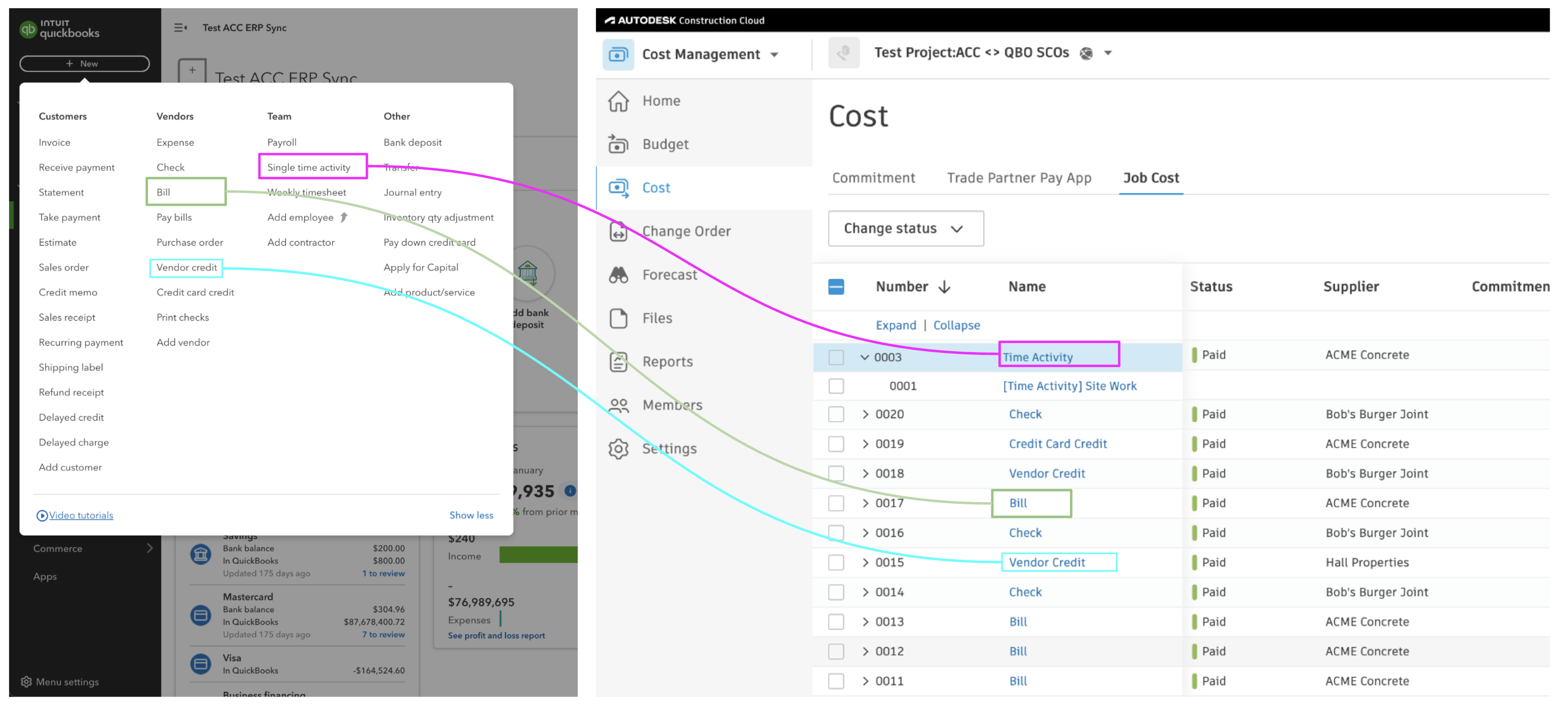 Autodesk Build and QuickBooks Online Purchase Orders Visual Mapping 2