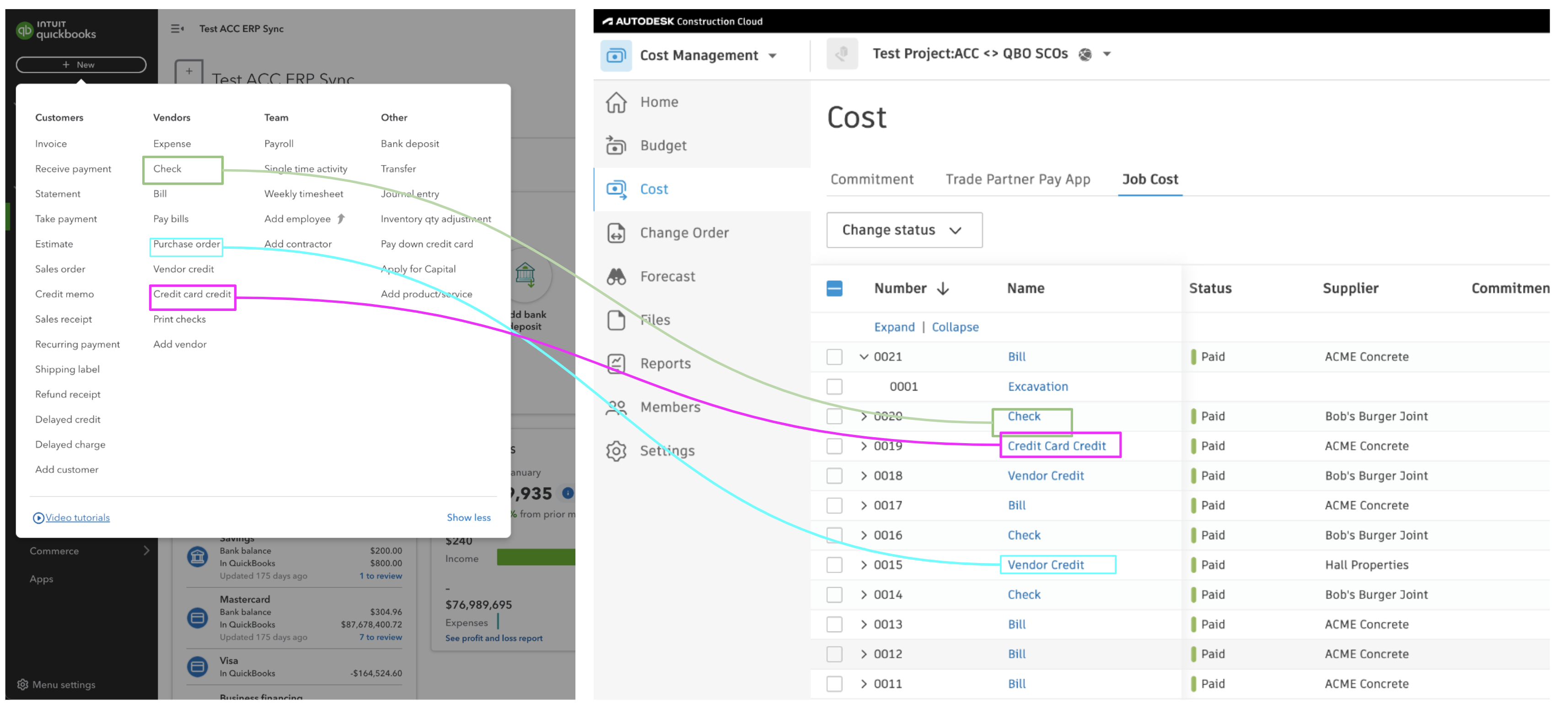 Autodesk Build and QuickBooks Online Purchase Orders Visual Mapping 2