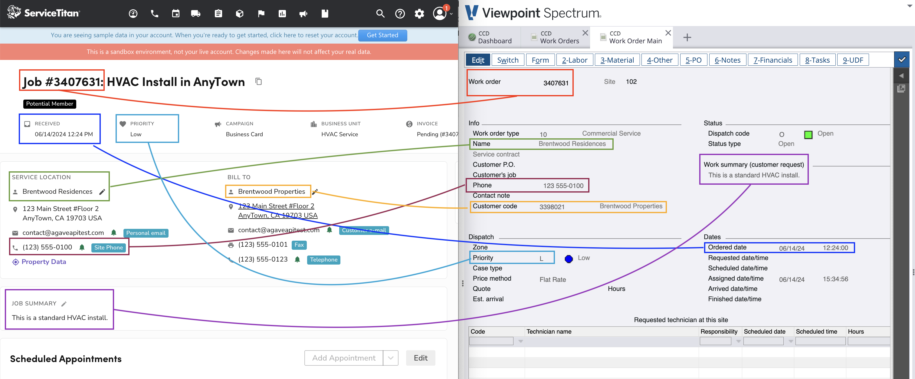 ServiceTitan and Spectrum Jobs Visual Mapping