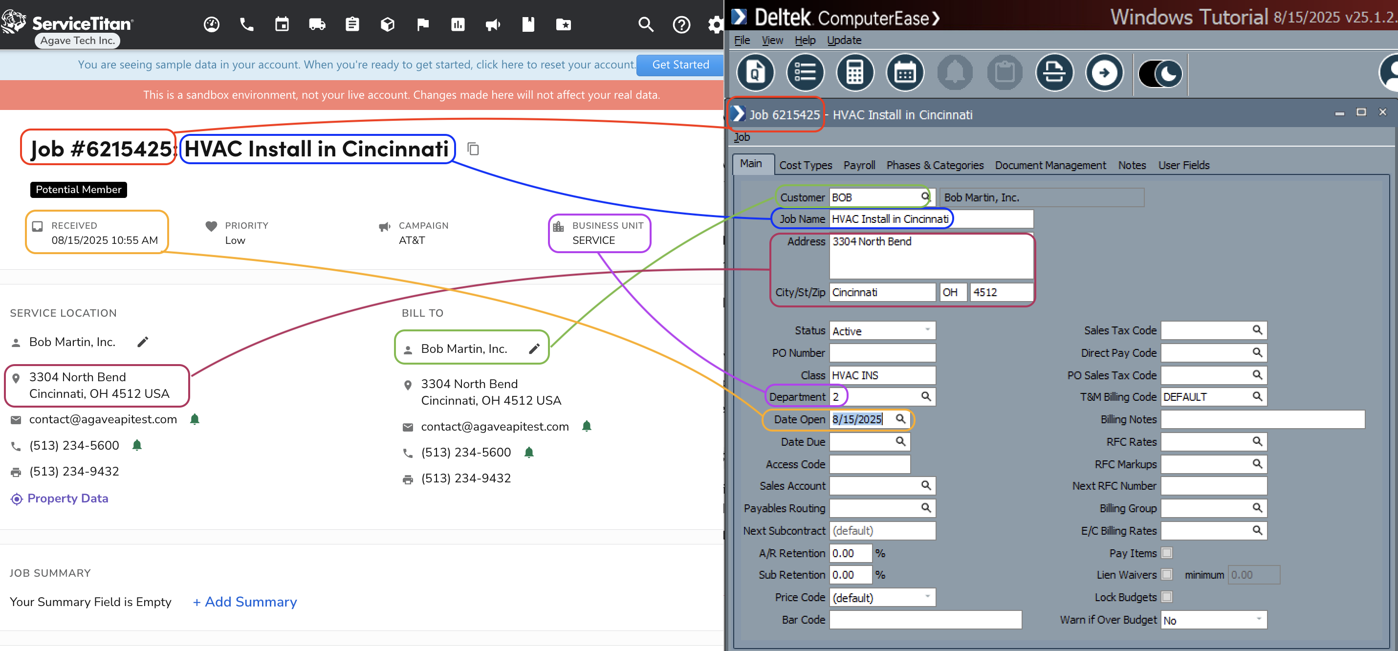 ServiceTitan and Deltek Customers Visual Mapping