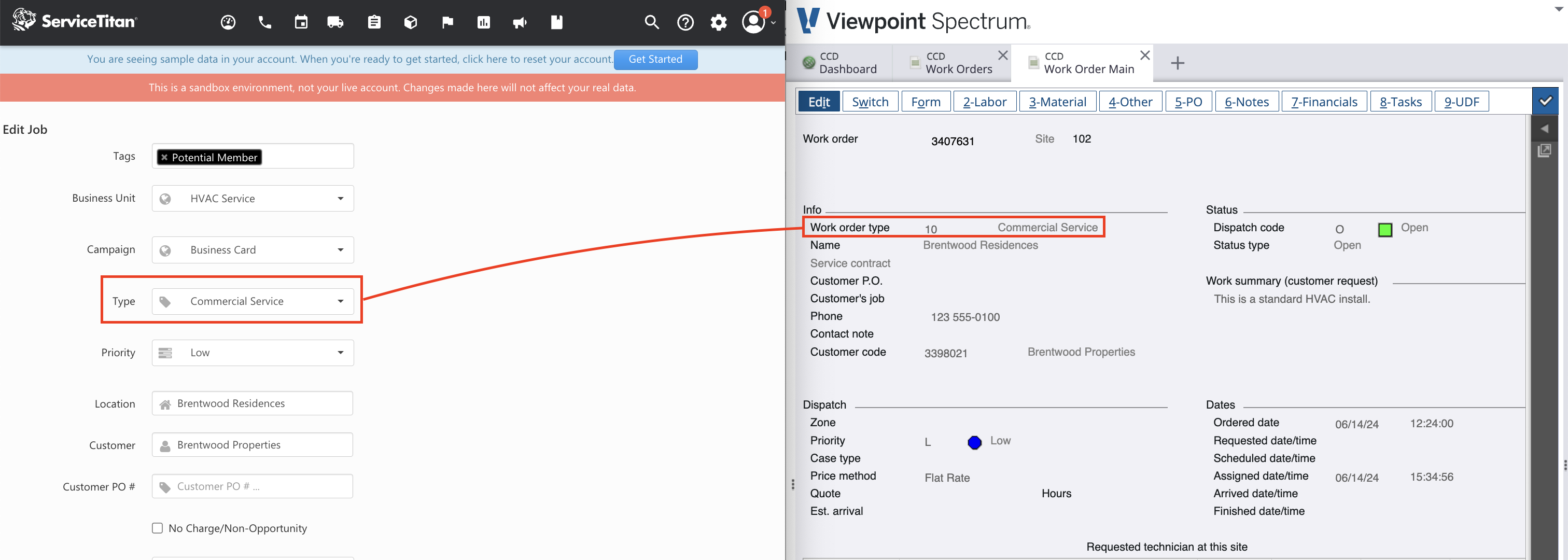 ServiceTitan and Spectrum Jobs Visual Mapping