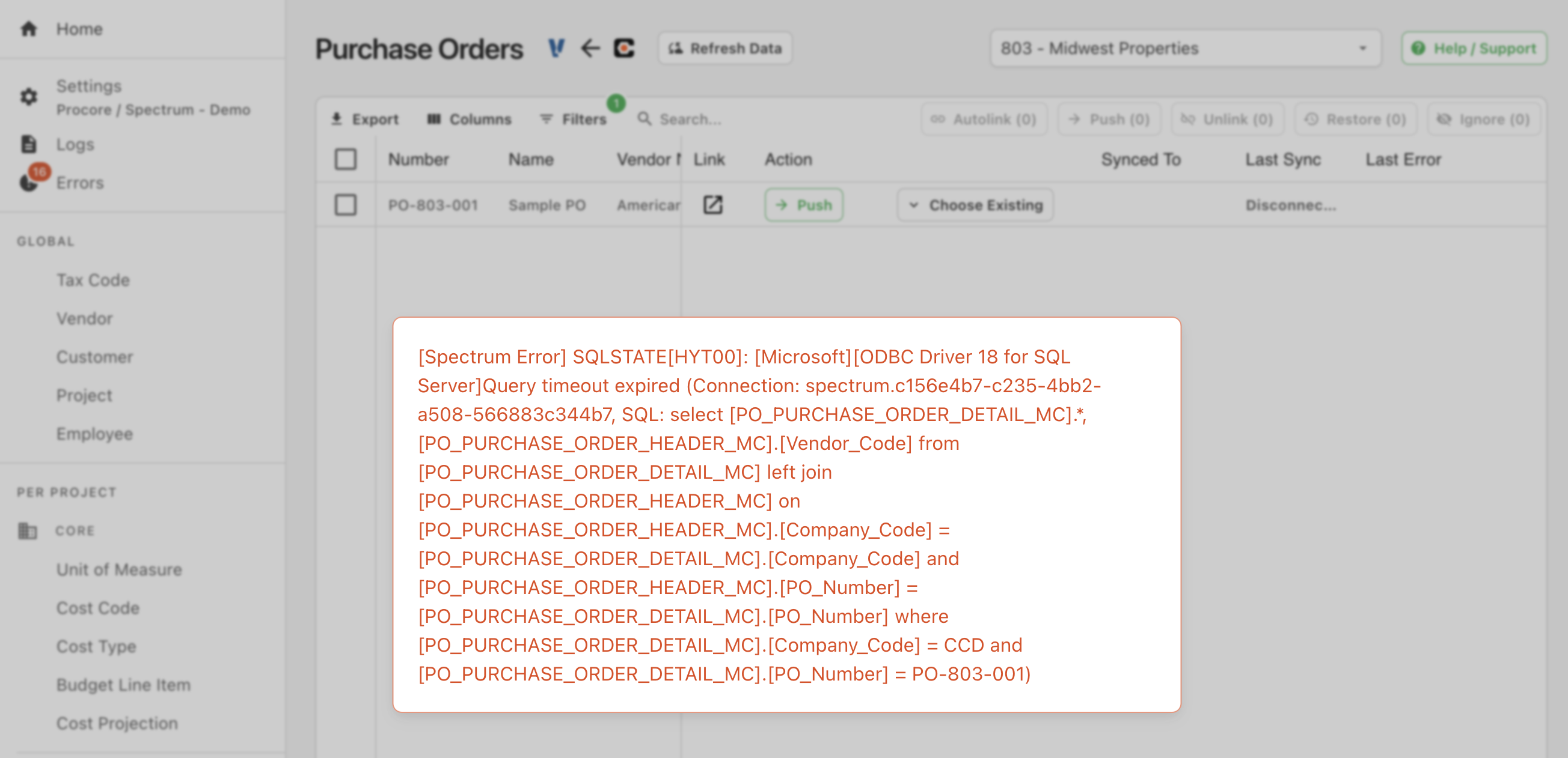 Spectrum Locked Tables