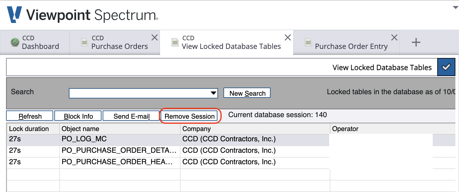 Spectrum Locked Tables