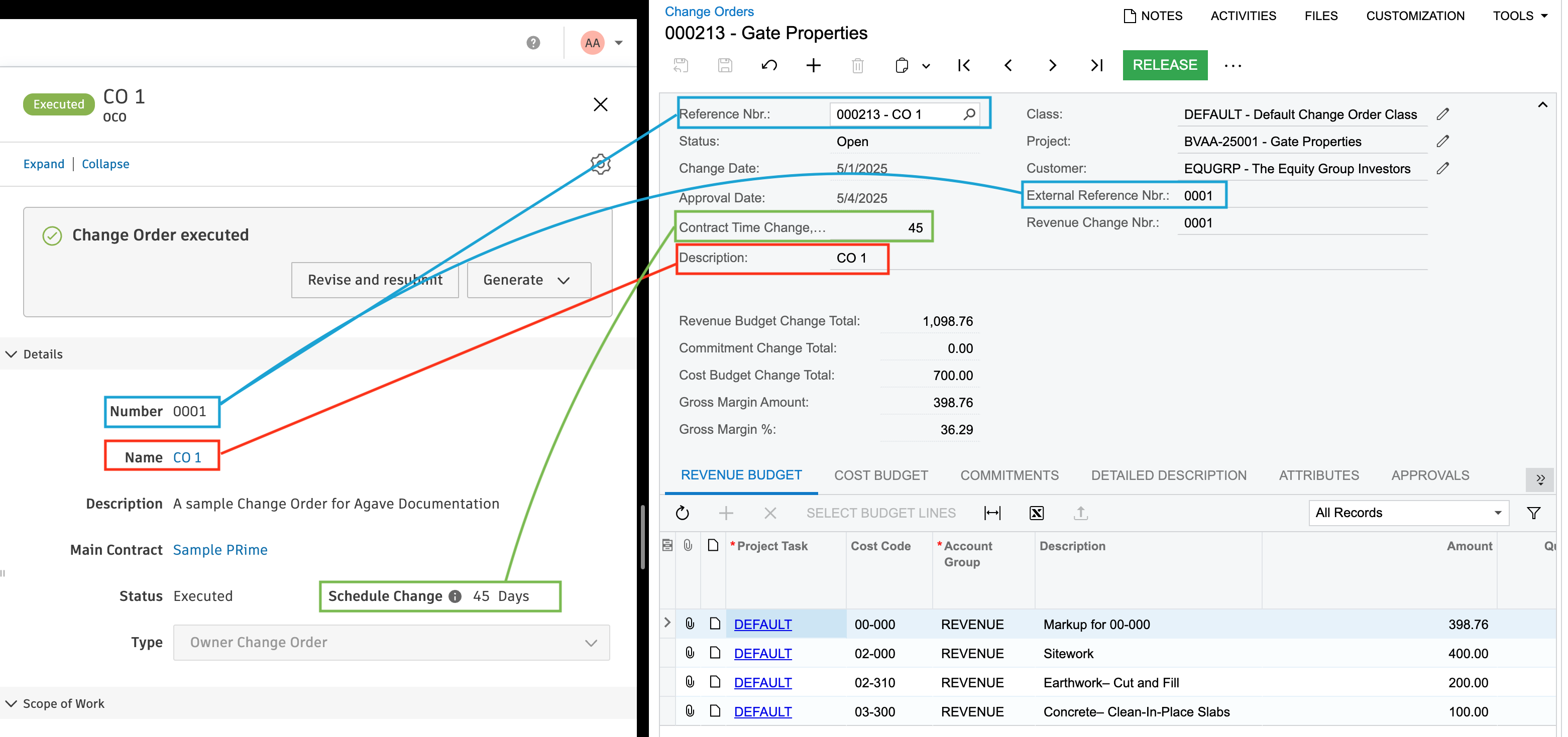Autodesk Build and Acumatica Owner Change Order Mapping