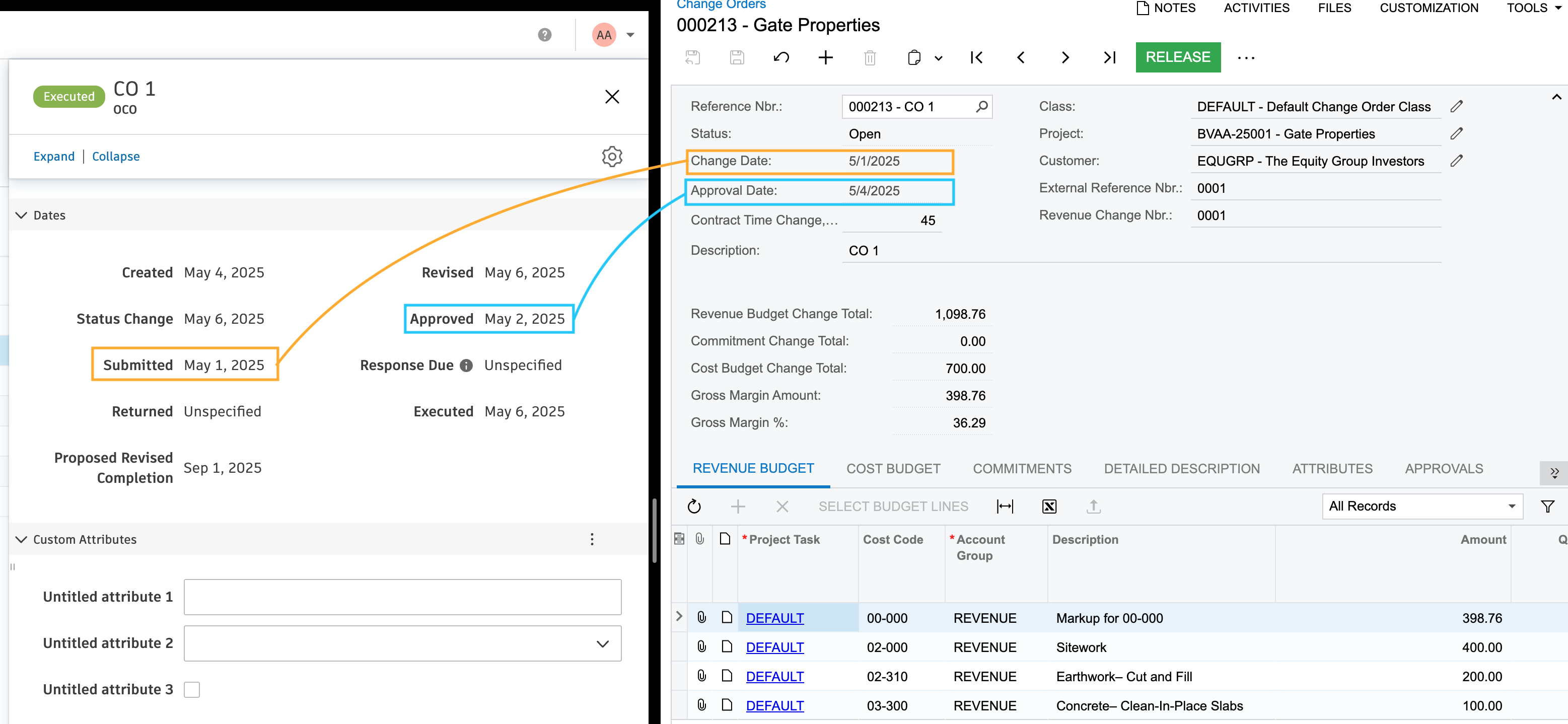 Autodesk Build and Acumatica Owner Change Order Mapping