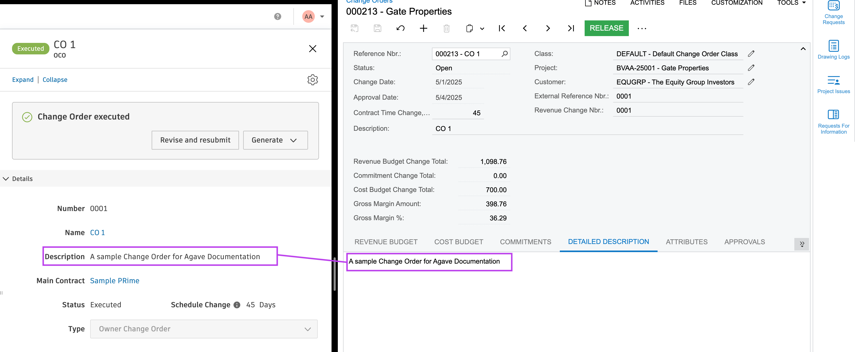Autodesk Build and Acumatica Owner Change Order Mapping