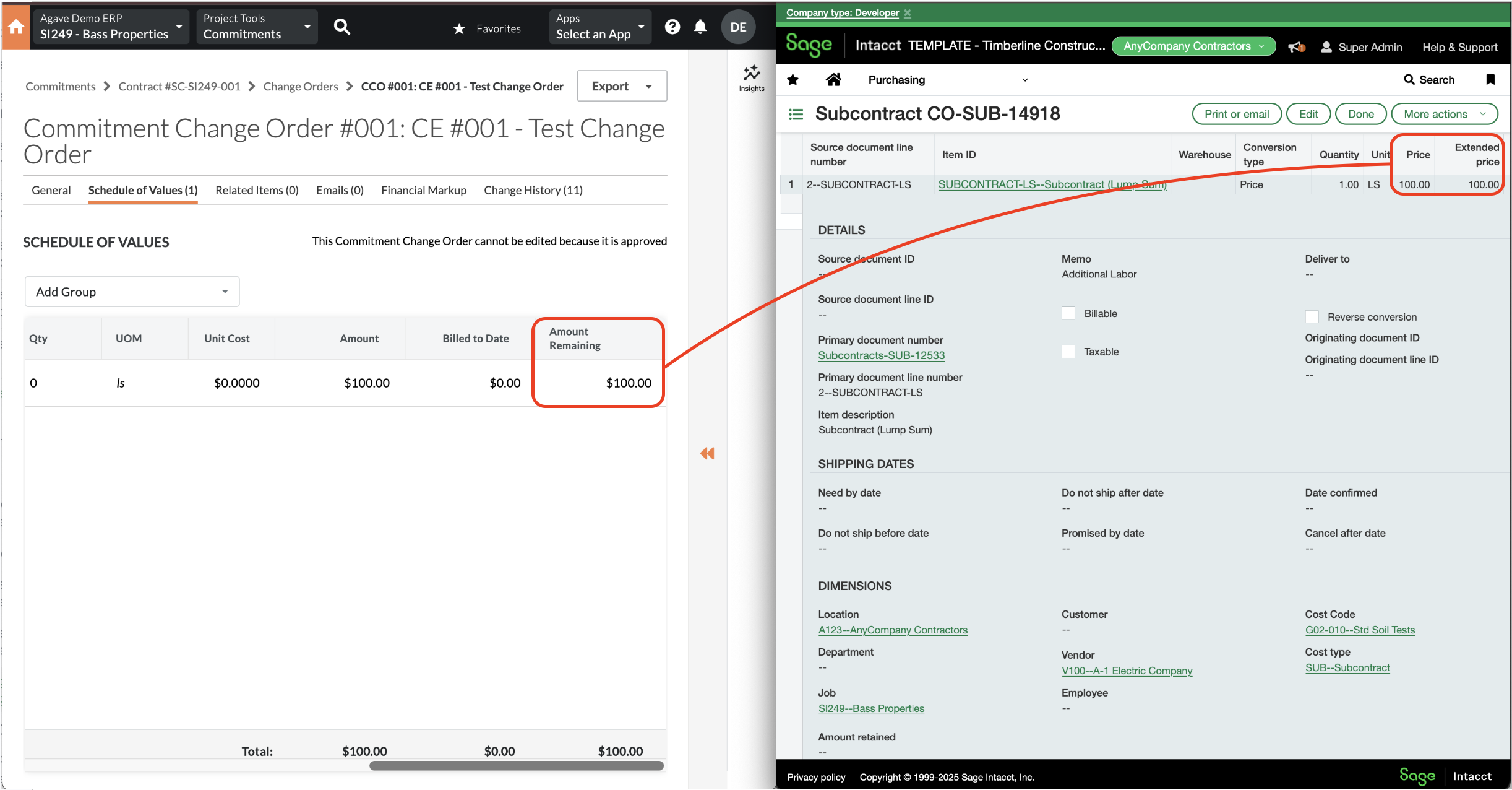 Procore and Sage Intacct Visual Mapping