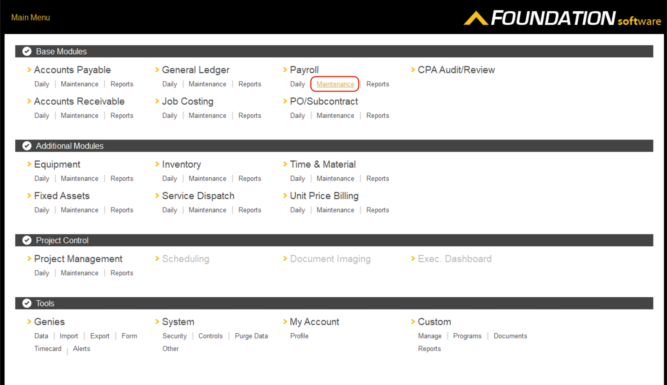 Procore and Foundation Per Diem