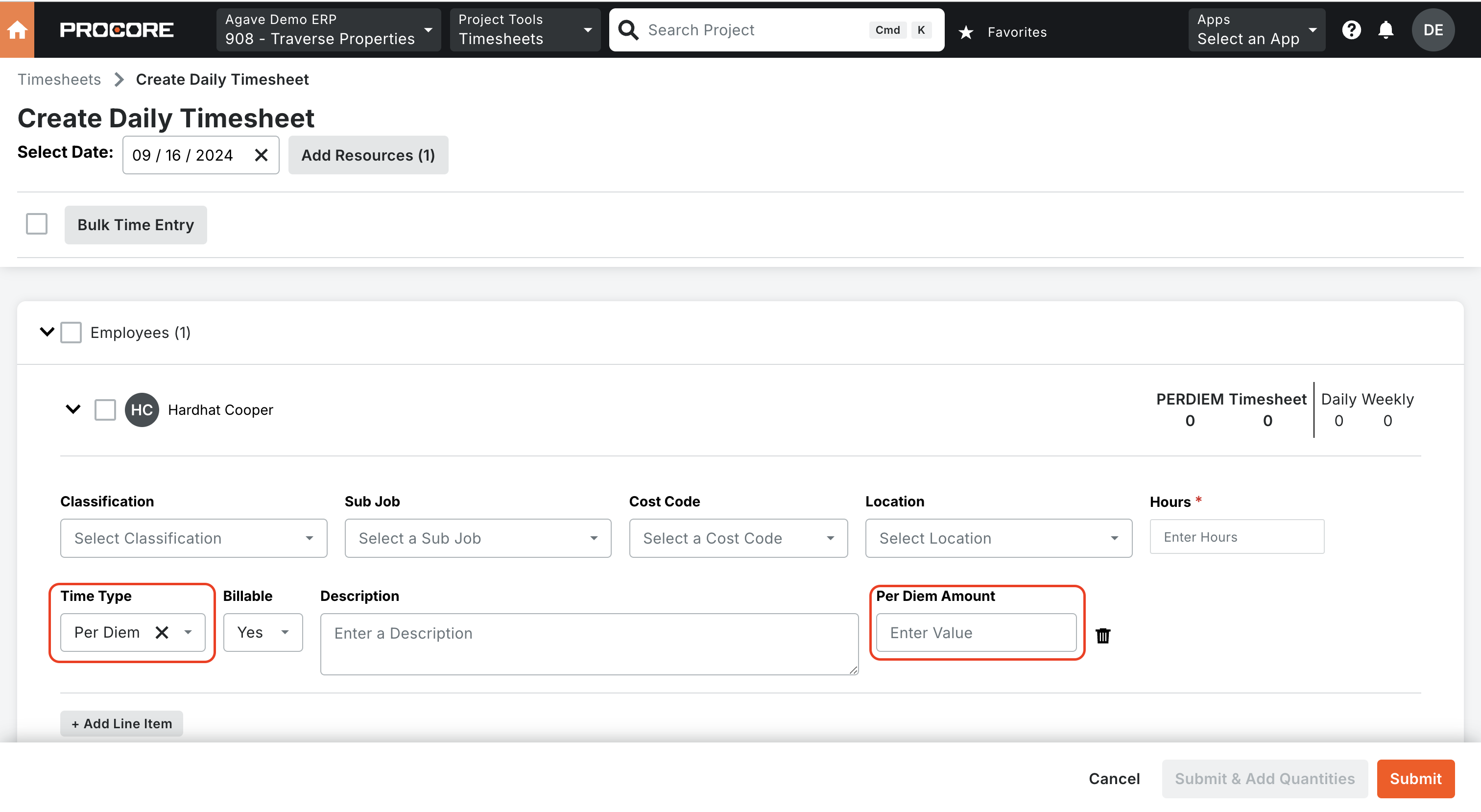 Procore and Foundation Per Diem