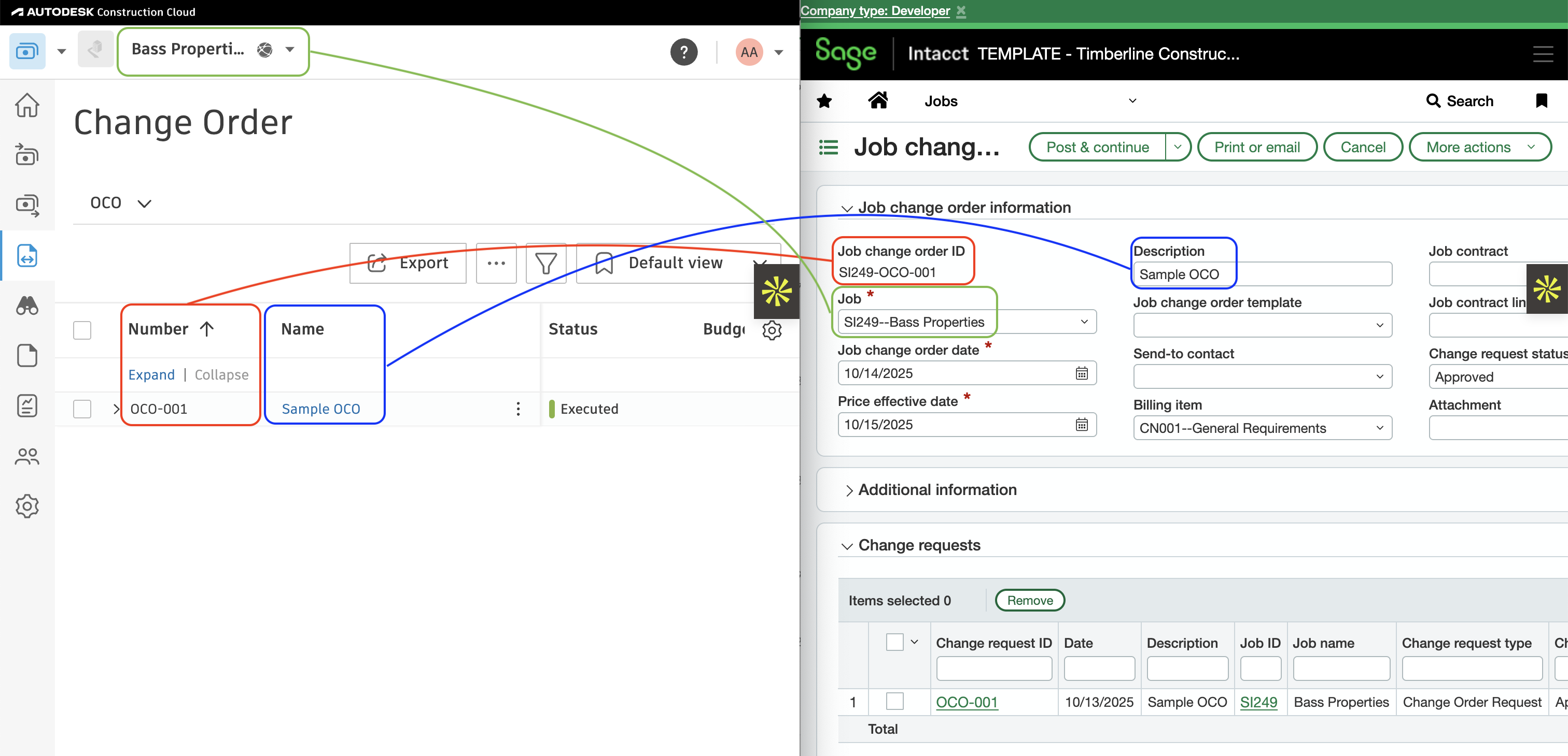 Autodesk Build and Sage Intacct Visual Mapping