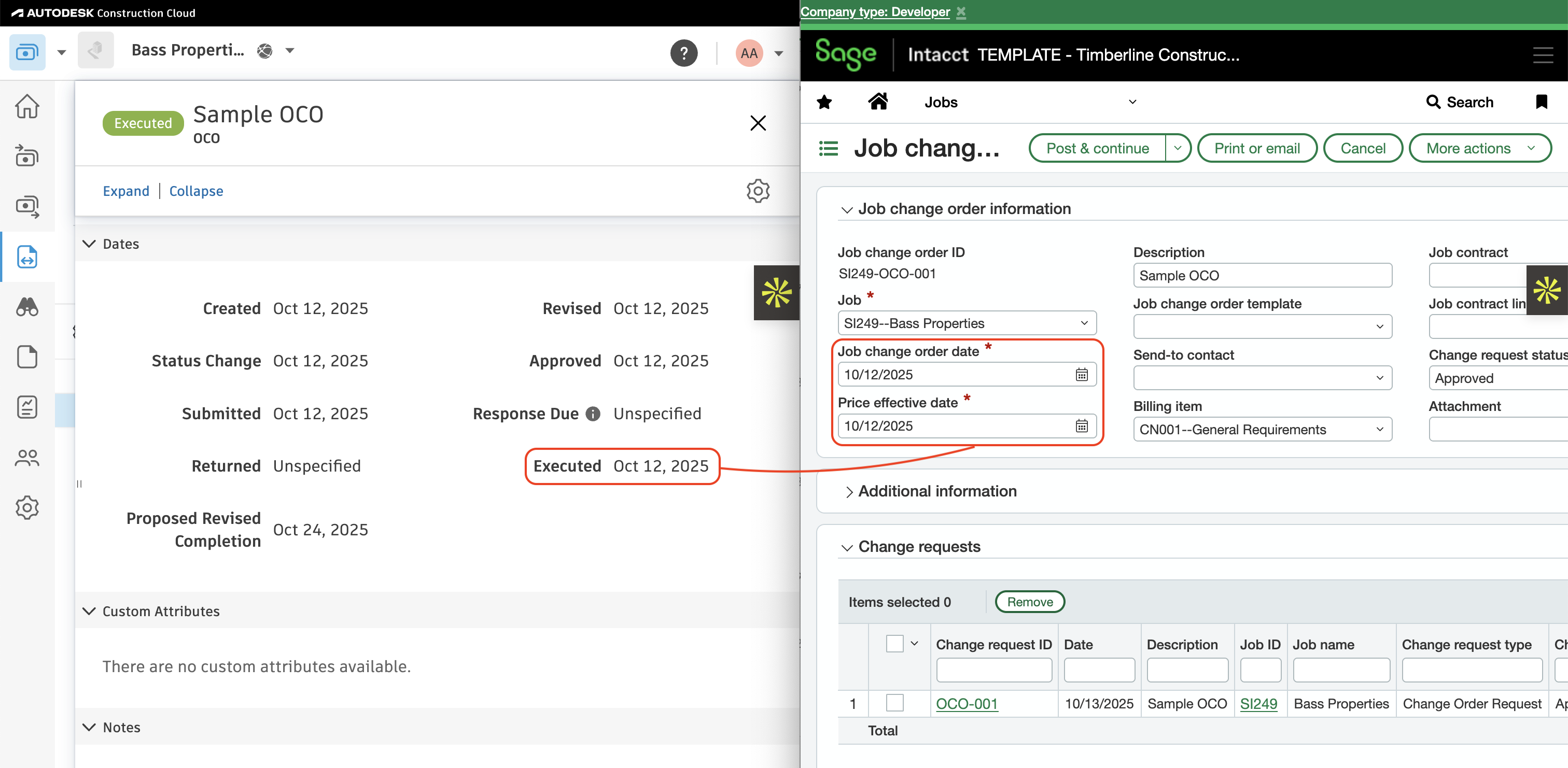 Autodesk Build and Sage Intacct Visual Mapping