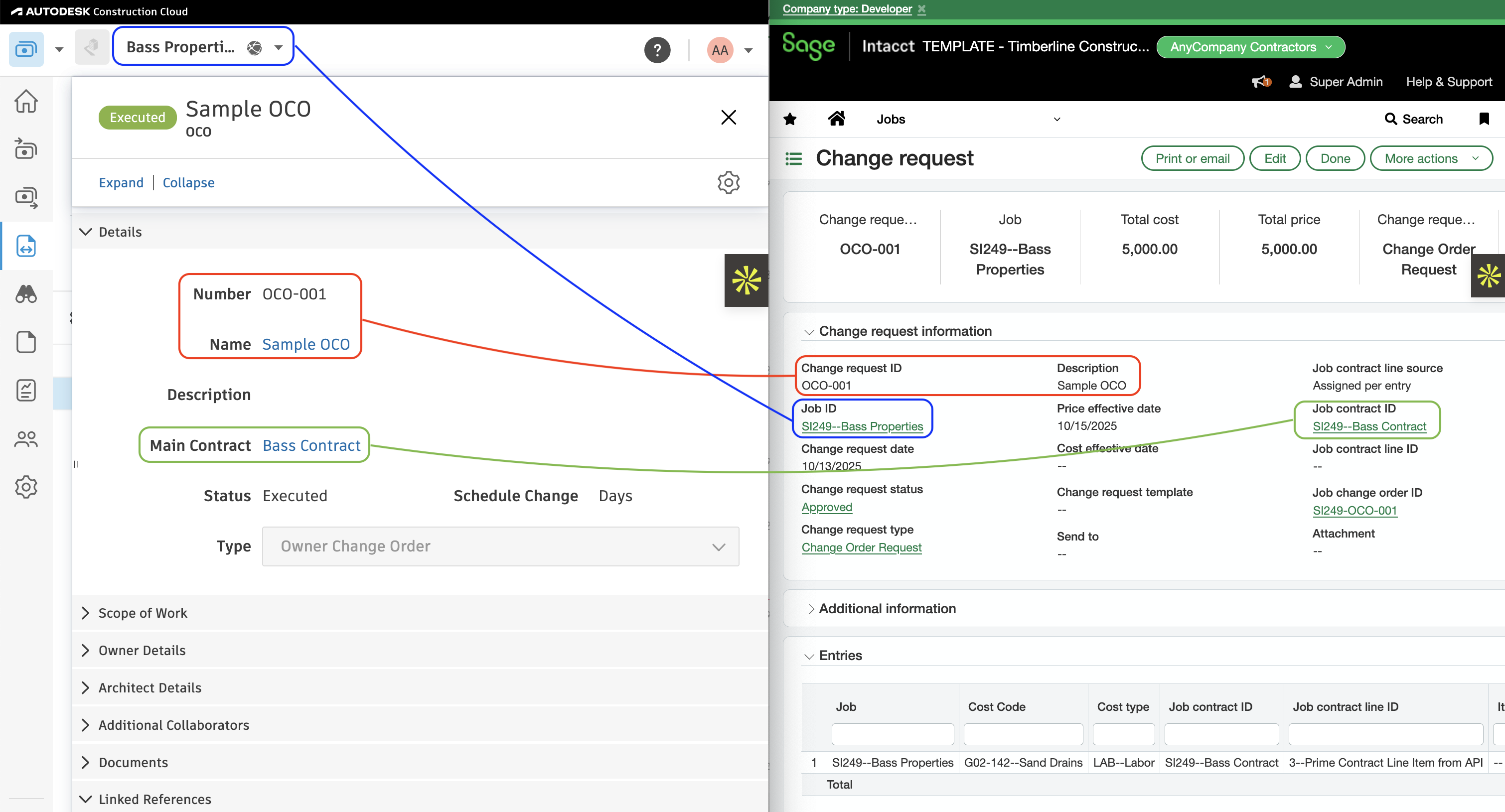 Autodesk Build and Sage Intacct Visual Mapping