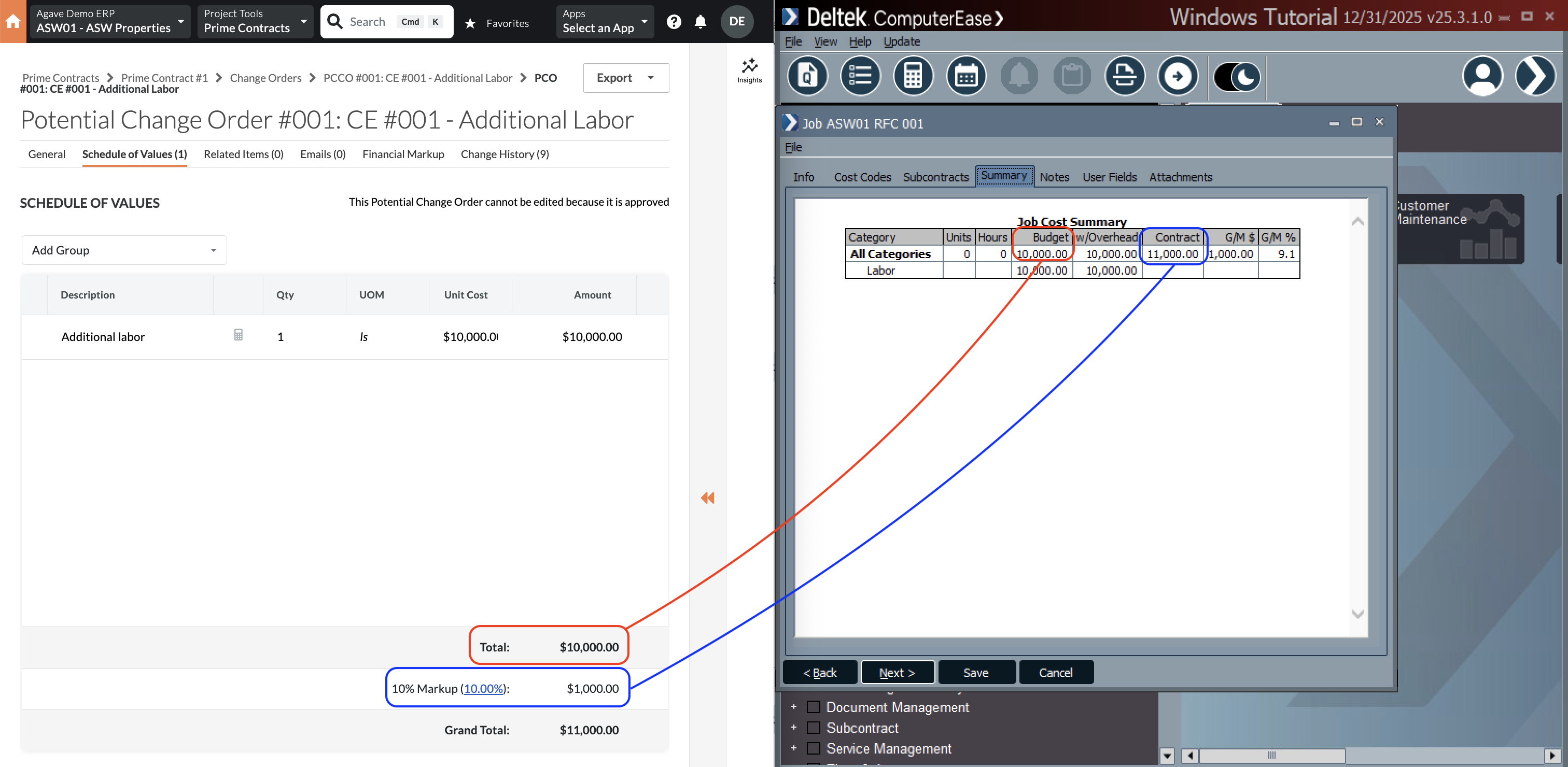 Procore and ComputerEase Visual Mapping