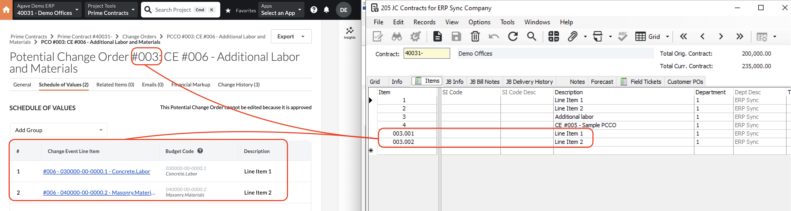 Procore and Vista Visual Mapping