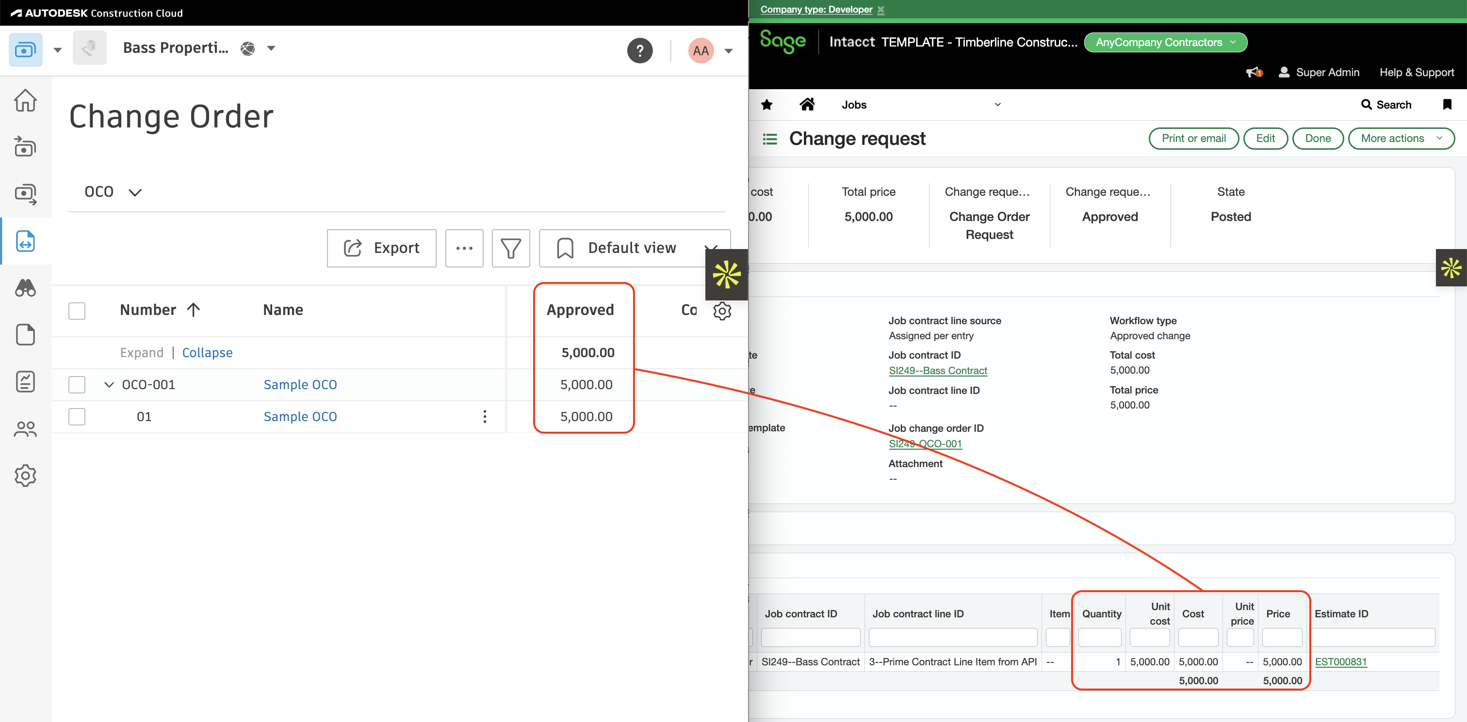 Autodesk Build and Sage Intacct Visual Mapping