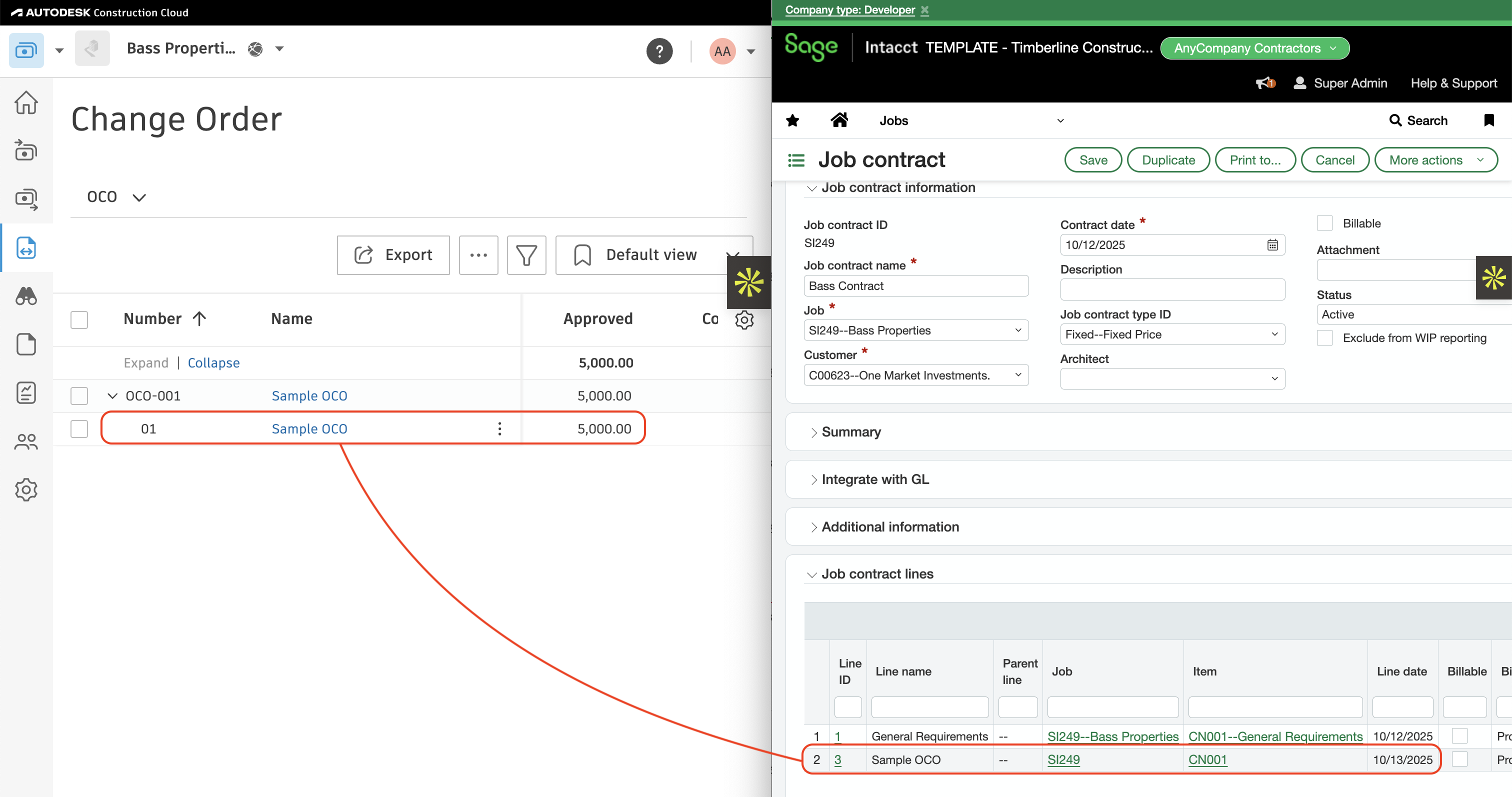 Autodesk Build and Sage Intacct Visual Mapping