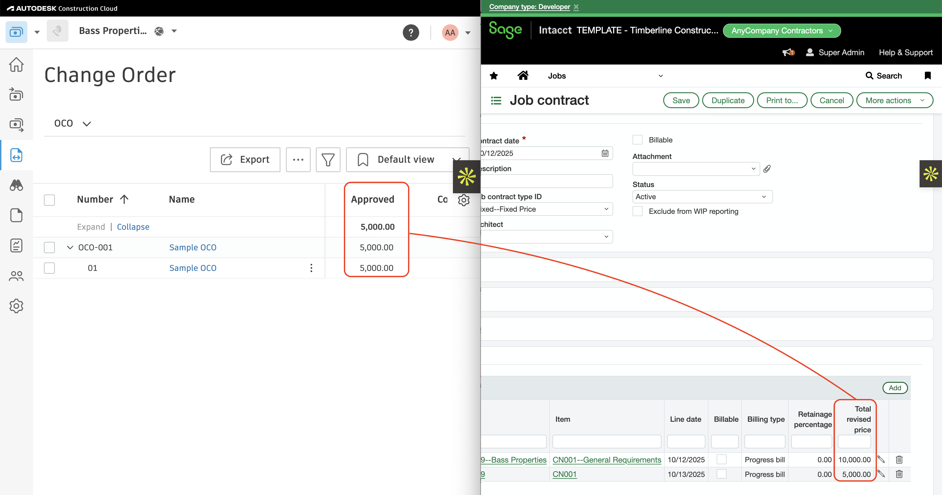 Autodesk Build and Sage Intacct Visual Mapping