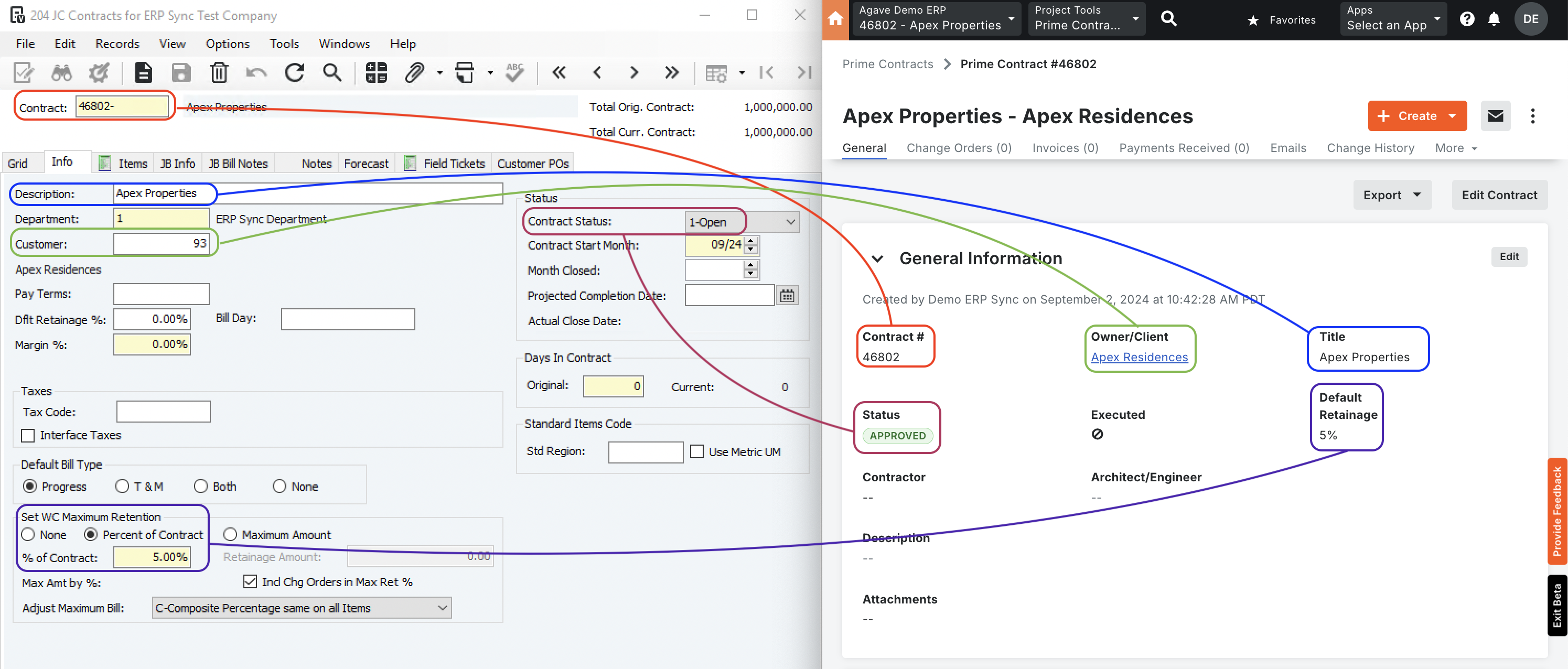 Procore and Vista Visual Mapping