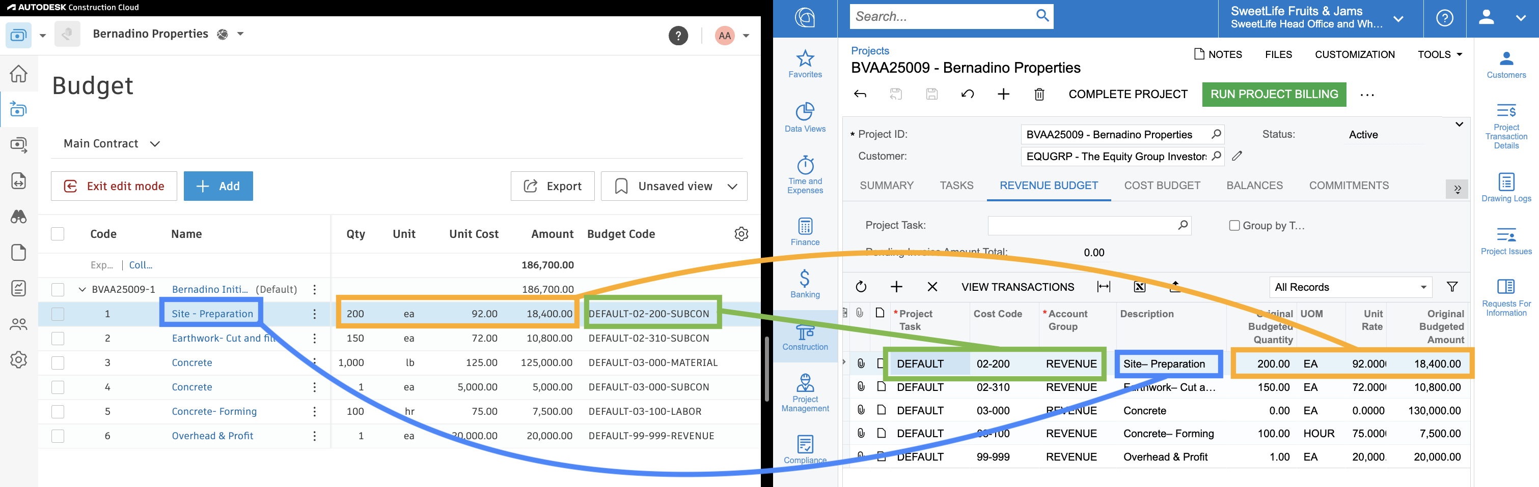 Autodesk Build and Acumatica Prime Contract Mapping