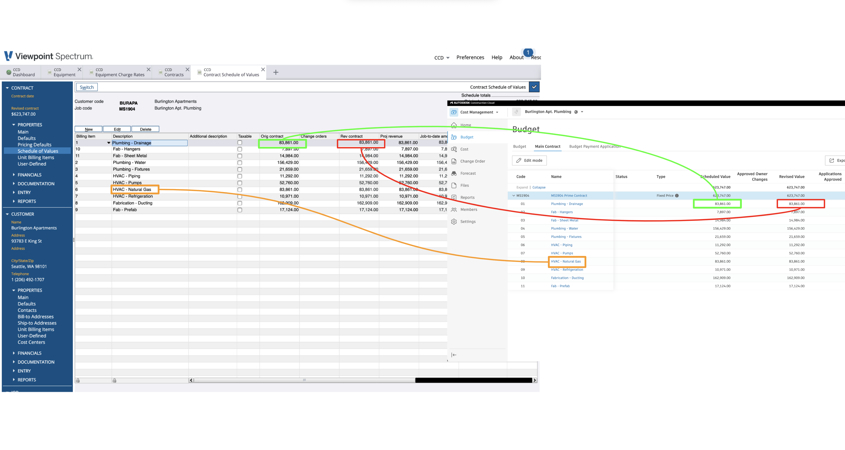 Autodesk Build and Spectrum Prime Contracts Visual Mapping