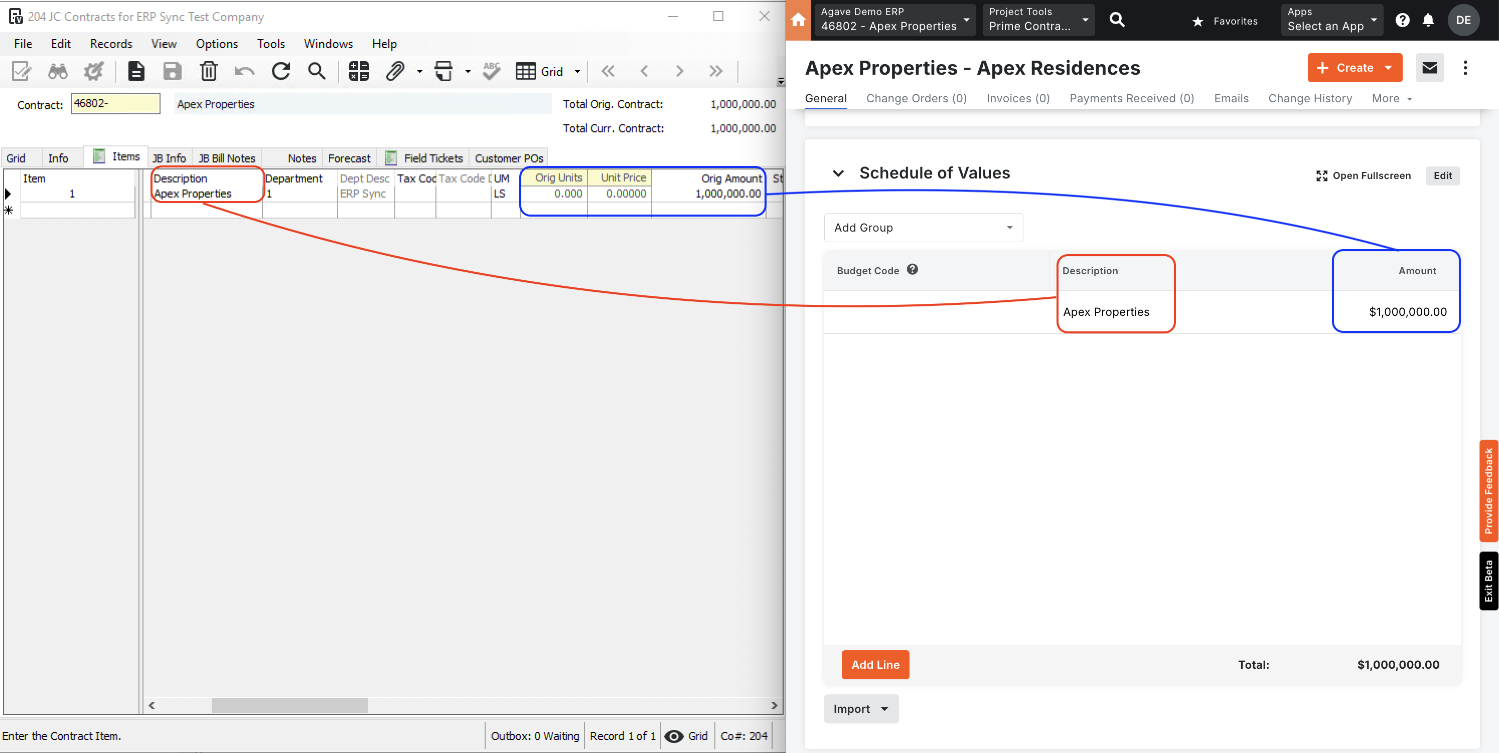 Procore and Vista Visual Mapping