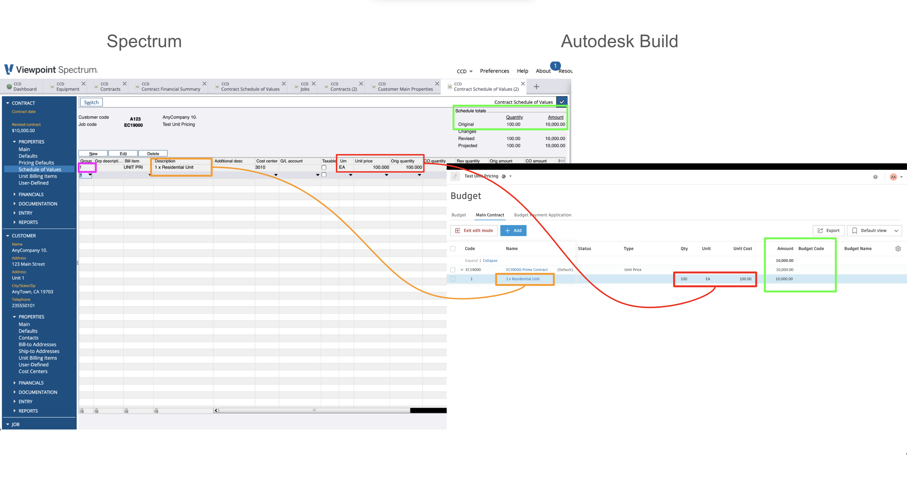 Autodesk Build and Spectrum Prime Contracts Visual Mapping