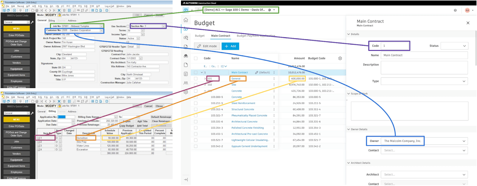 Autodesk Build and Foundation Prime Contracts Visual Mapping