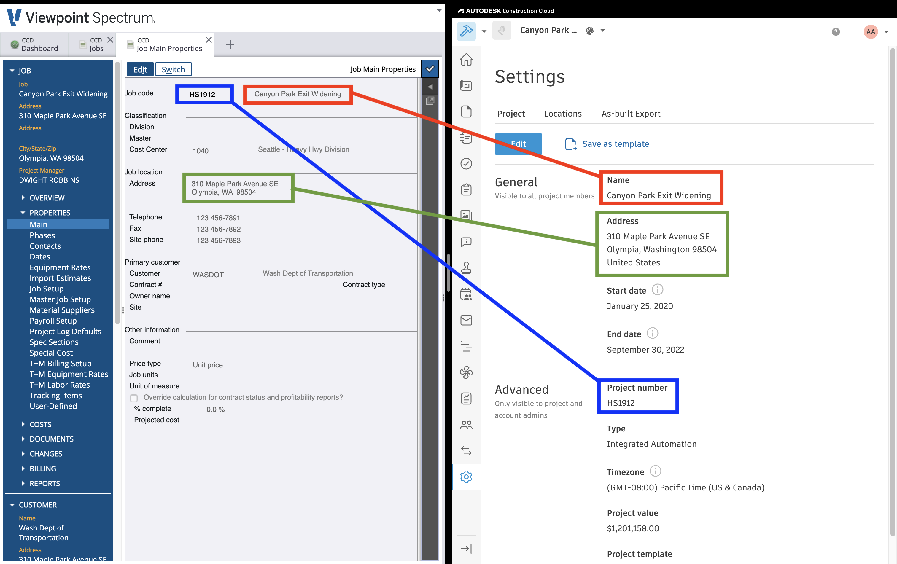 Autodesk Build and Spectrum Projects Visual Mapping