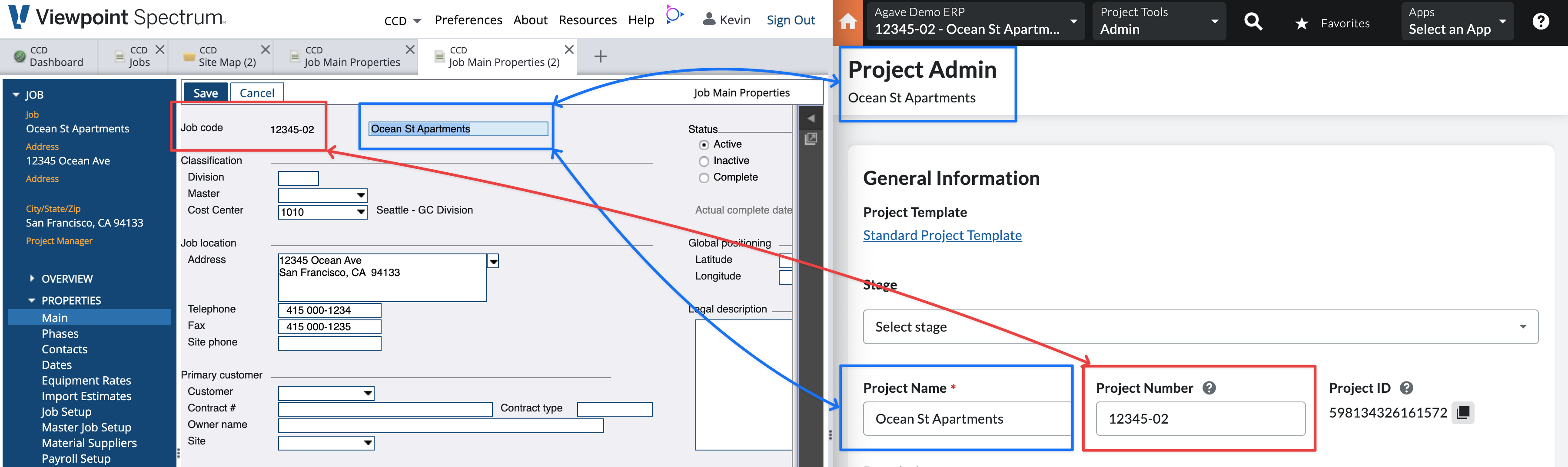 Procore and Spectrum Projects Visual Mapping