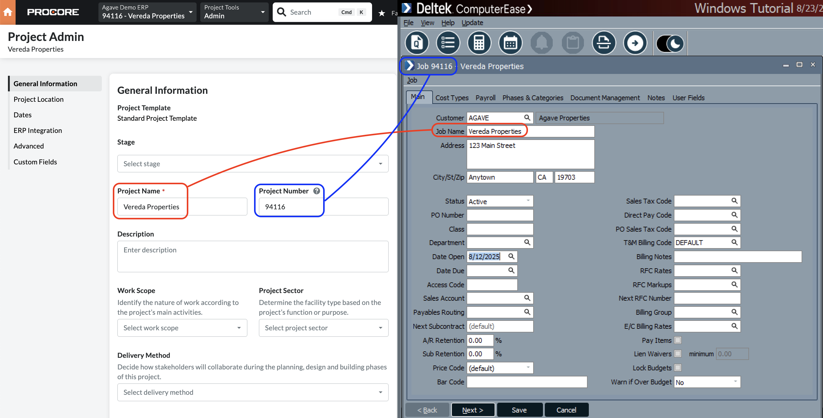 Procore and ComputerEase Visual Mapping