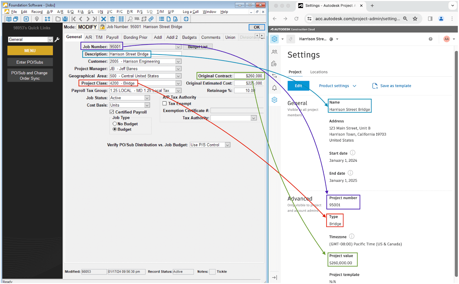 Autodesk Build and Foundation Projects Visual Mapping