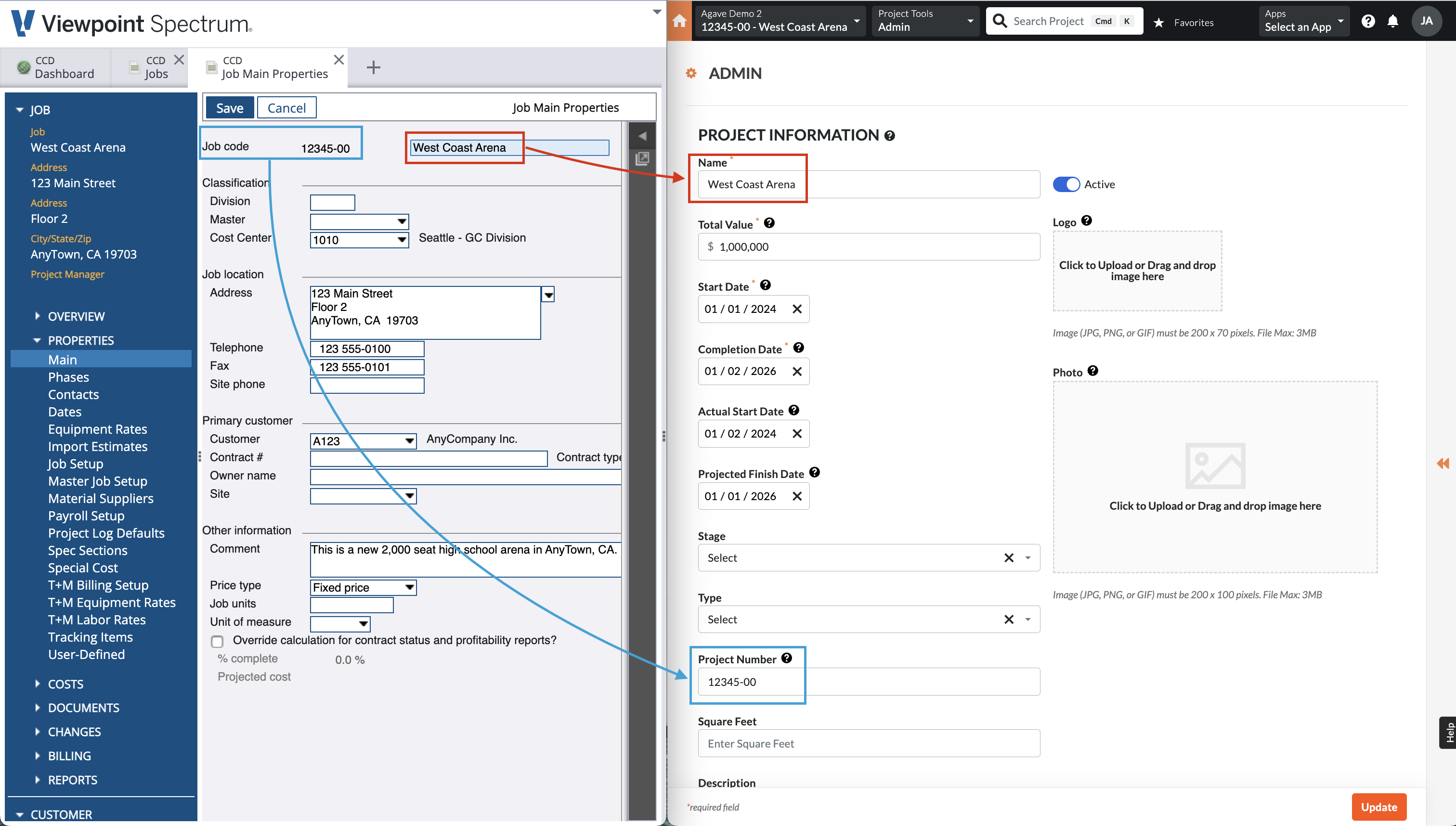 Procore and Spectrum AR Invoice Visual Mapping