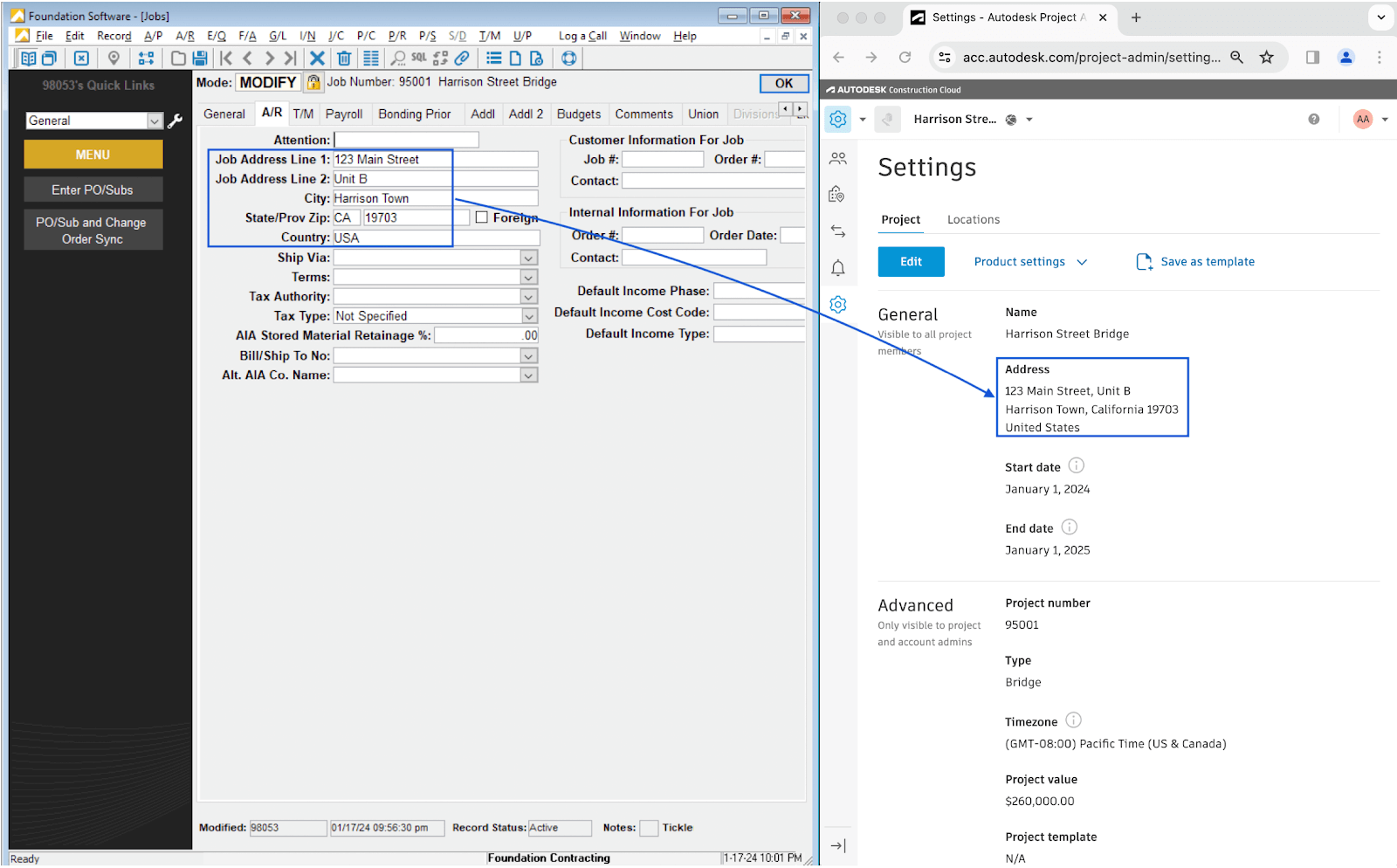 Autodesk Build and Foundation Projects Visual Mapping