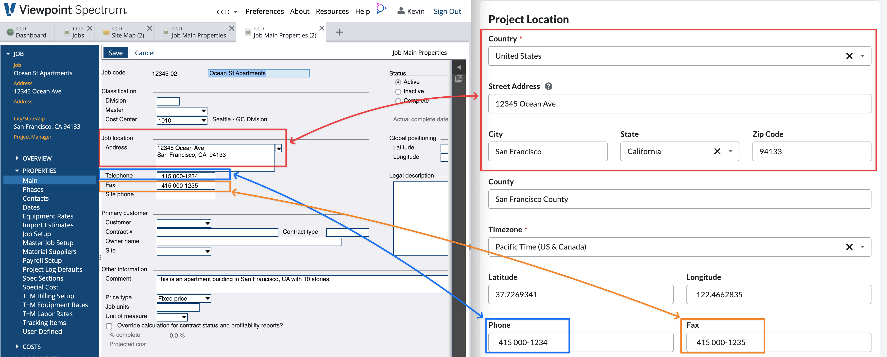 Procore and Spectrum Projects Visual Mapping