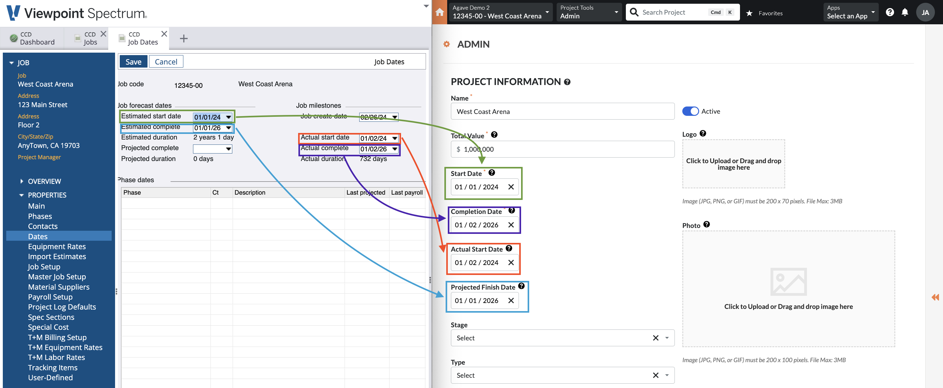 Procore and Spectrum AR Invoice Visual Mapping