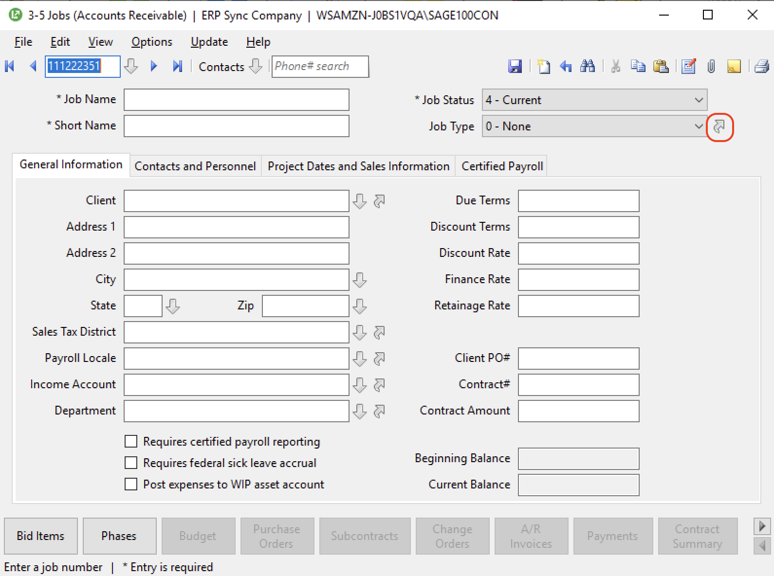 Autodesk Build and Sage 100 Projects Mapping