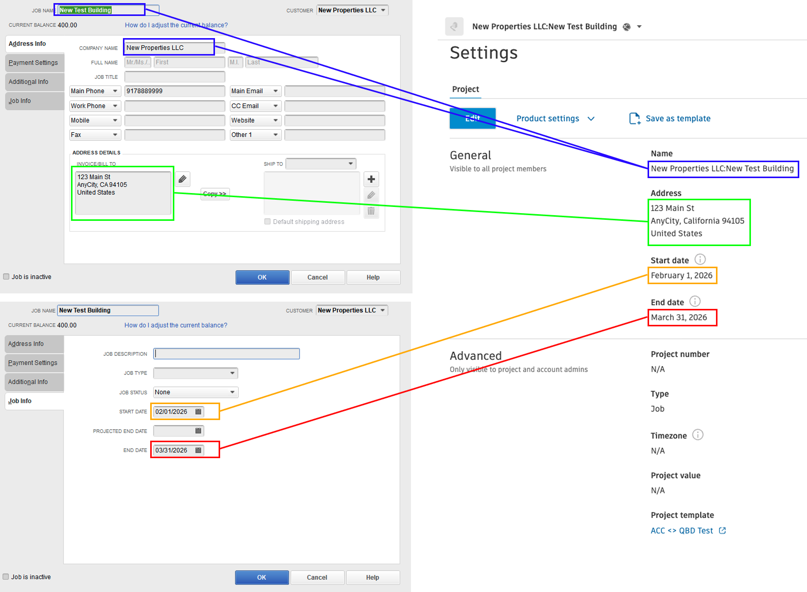 Autodesk Build and QuickBooks Desktop Projects Visual Mapping
