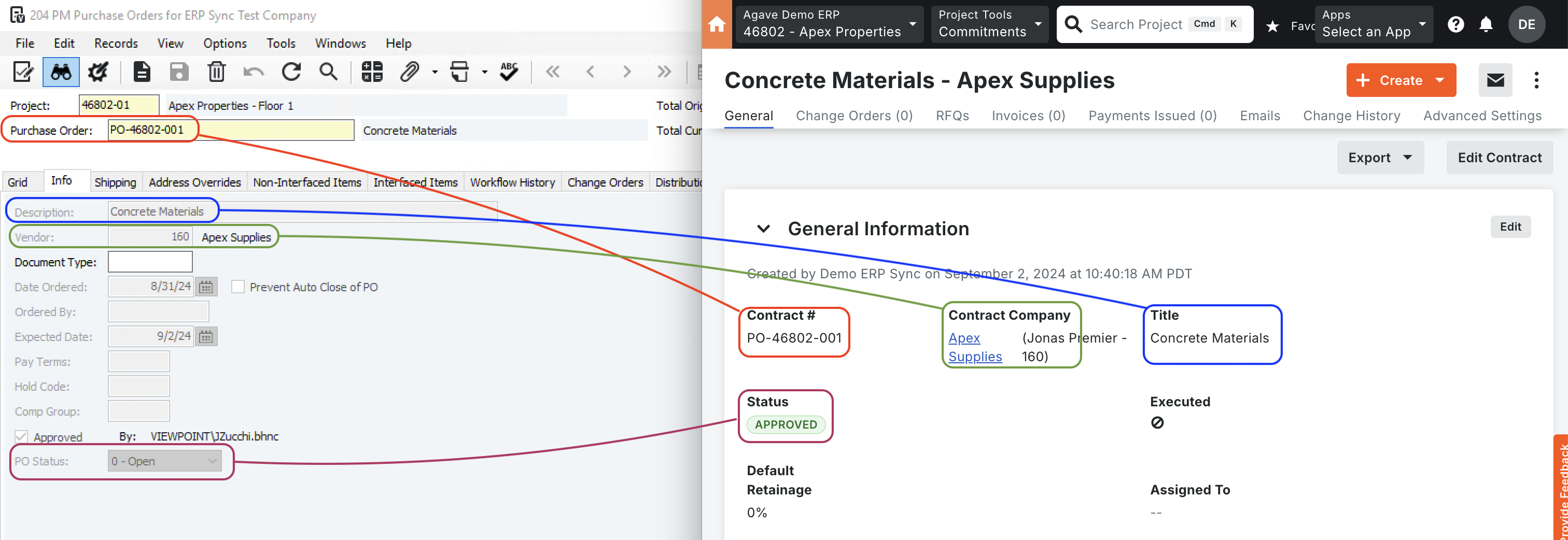 Procore and Vista Visual Mapping