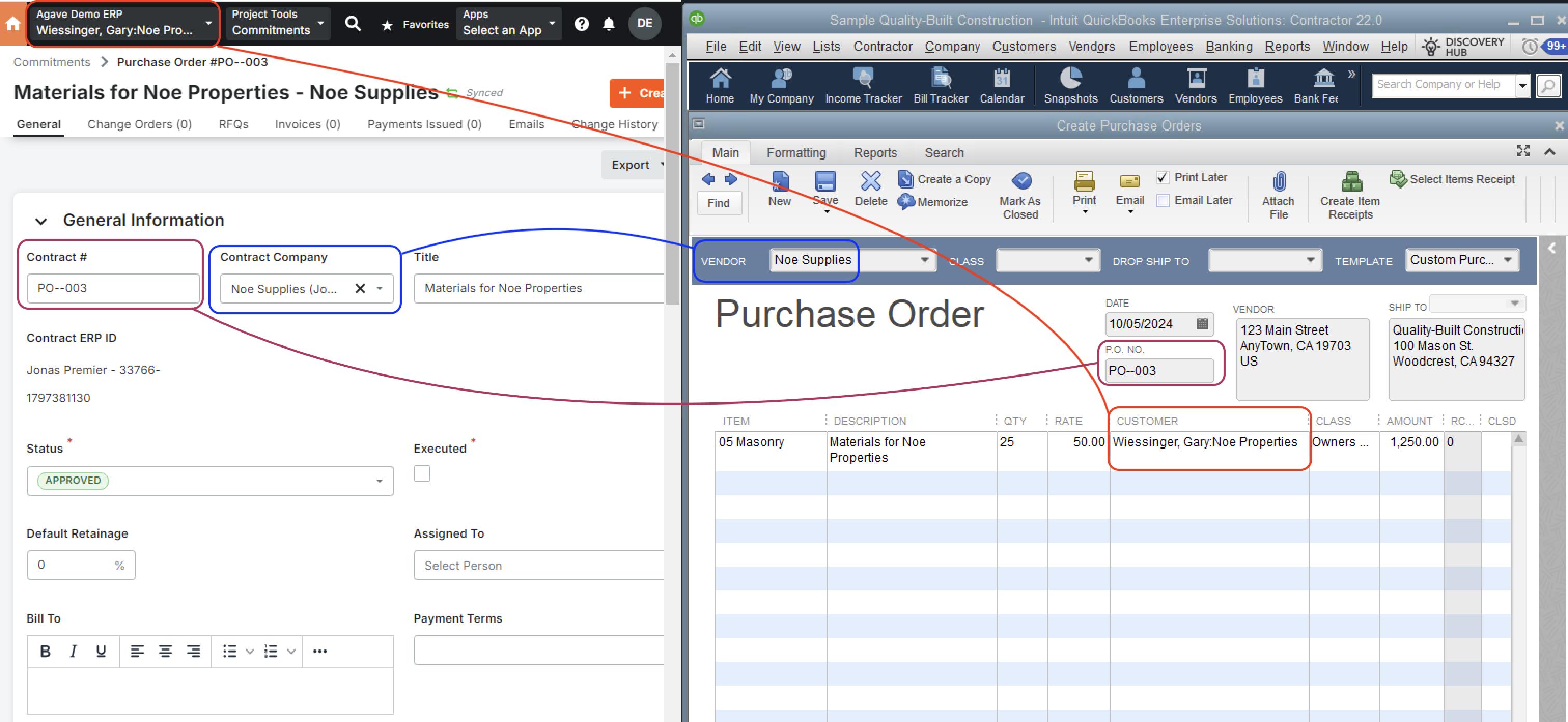 QBD and Procore Visual Mapping