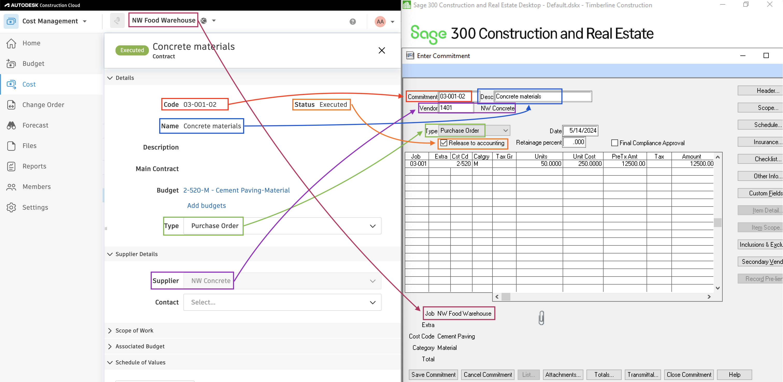 Autodesk Build and Sage 100 Vendors Mapping