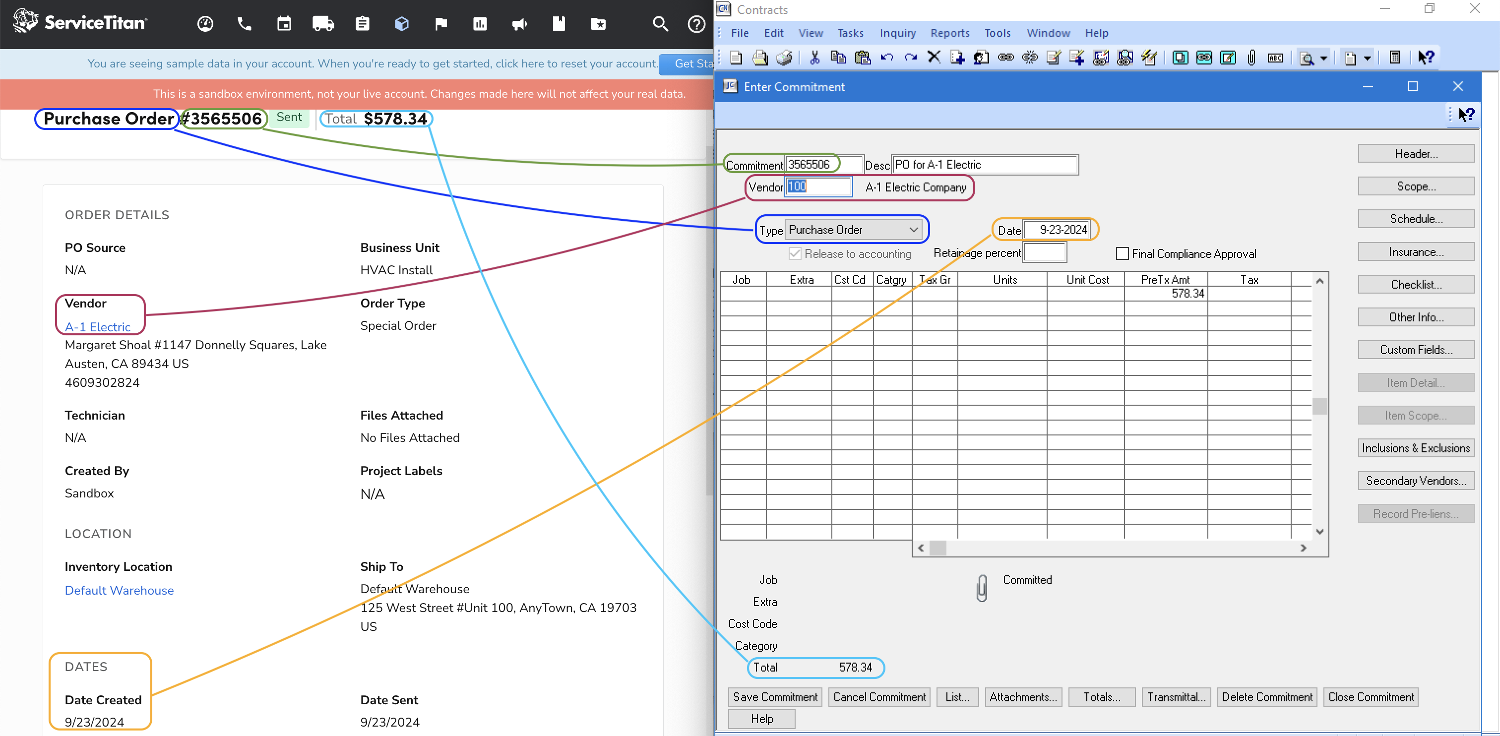 ServiceTitan and Sage 300 CRE AR Invoices Visual Mapping