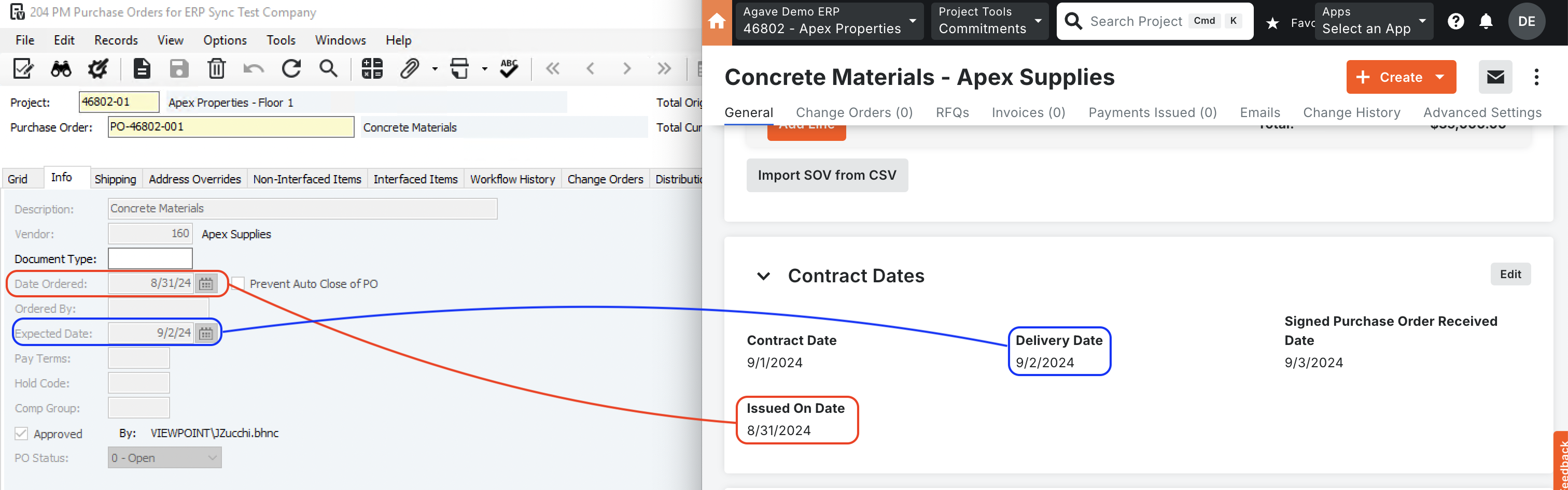 Procore and Vista Visual Mapping