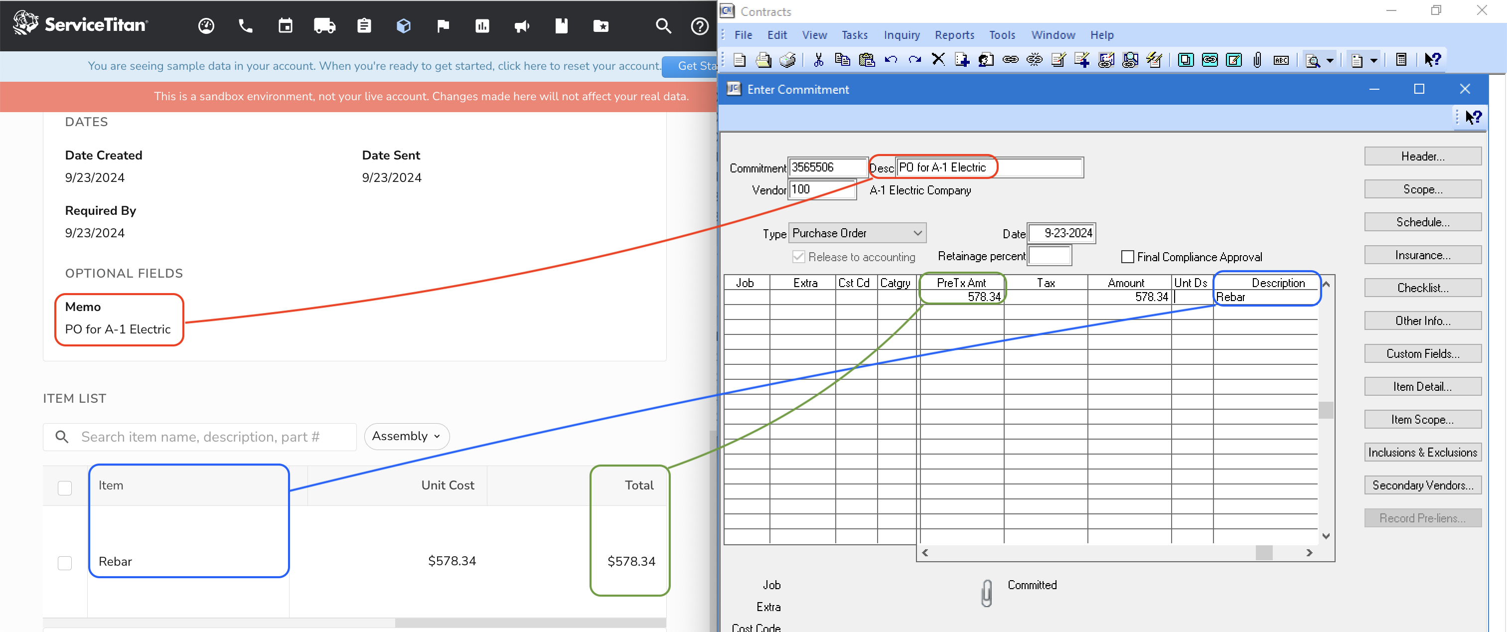 ServiceTitan and Sage 300 CRE AR Invoices Visual Mapping