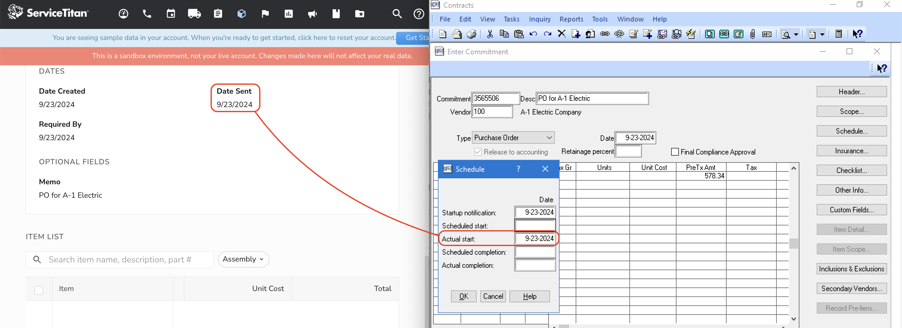 ServiceTitan and Sage 300 CRE AR Invoices Visual Mapping