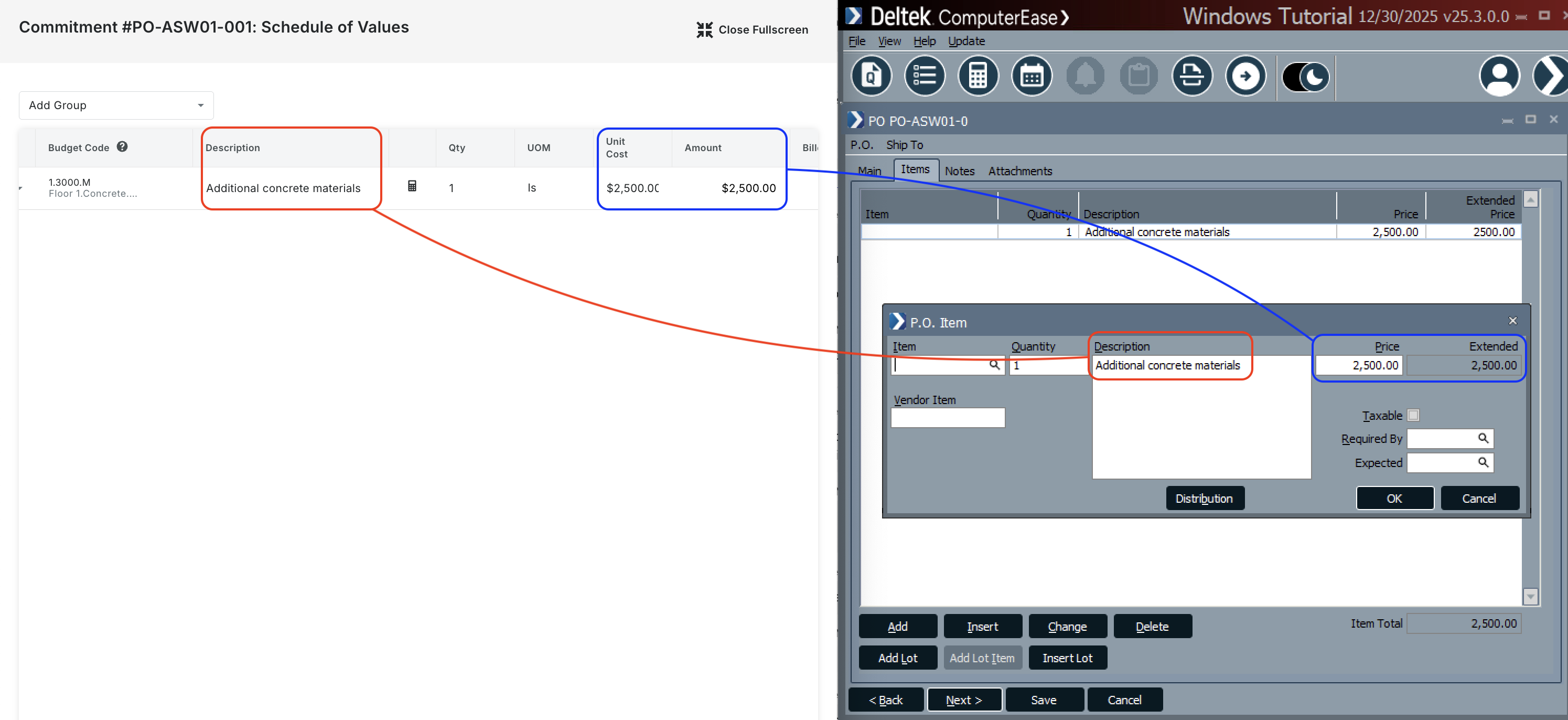 Procore and ComputerEase Visual Mapping