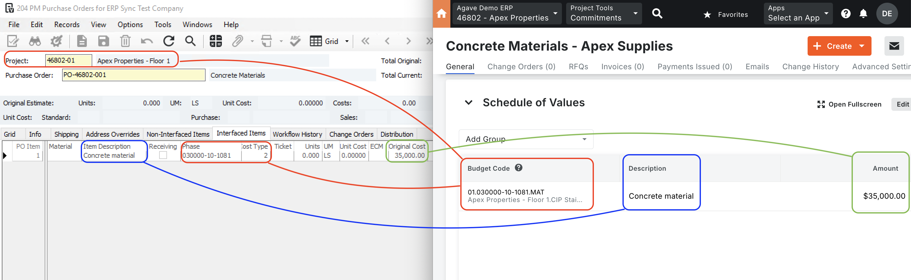 Procore and Vista Visual Mapping